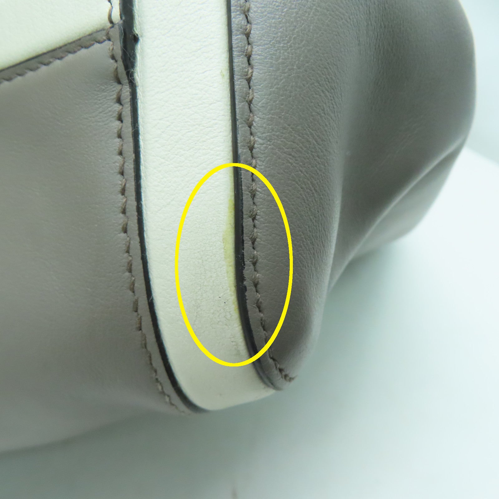 PRADA 牛皮皮革Tote Bag銀扣手挽肩背兩用袋灰色/白色