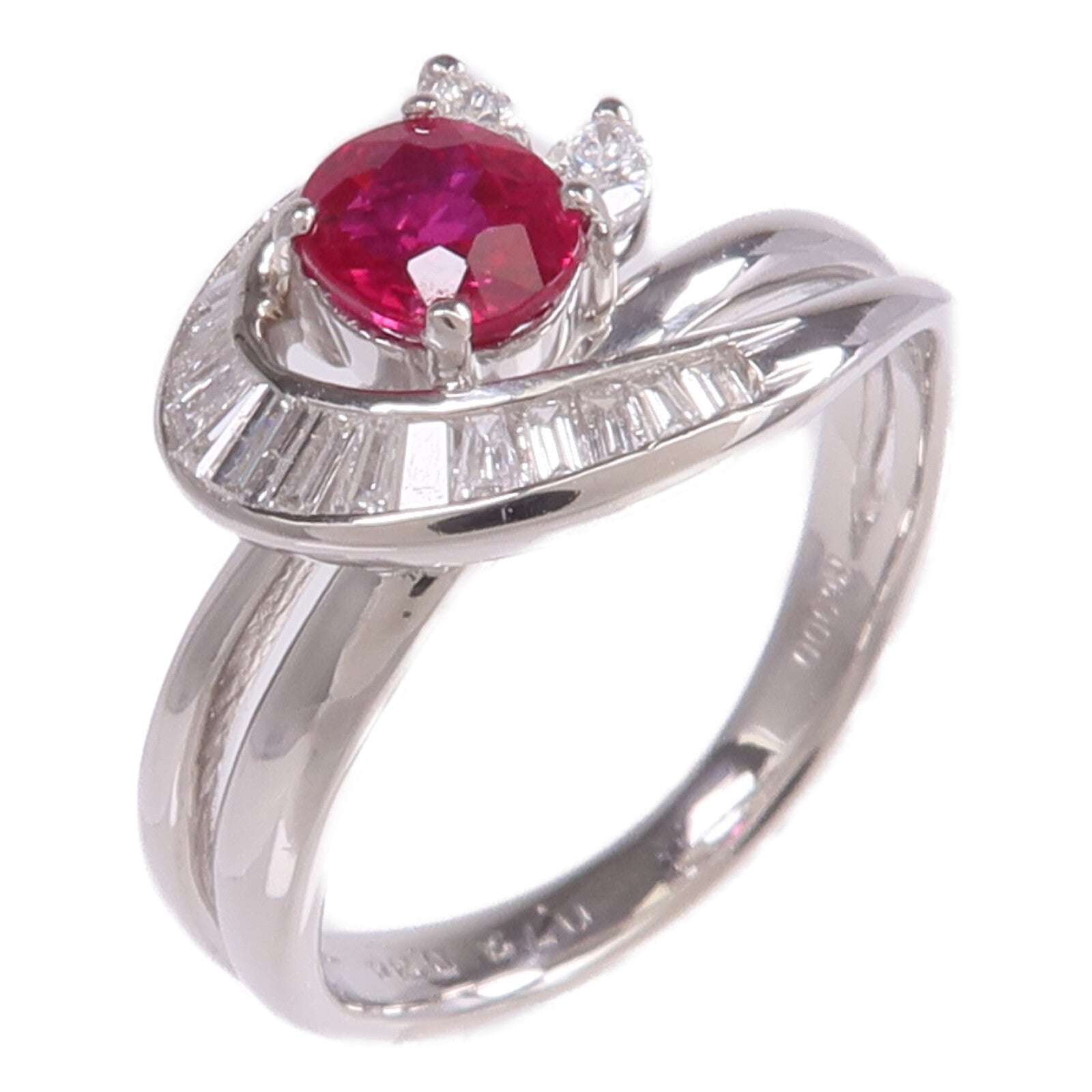 JEWELRY PT900鉑金Ruby Diamond Ring紅寶石/鑽石戒指US#6
