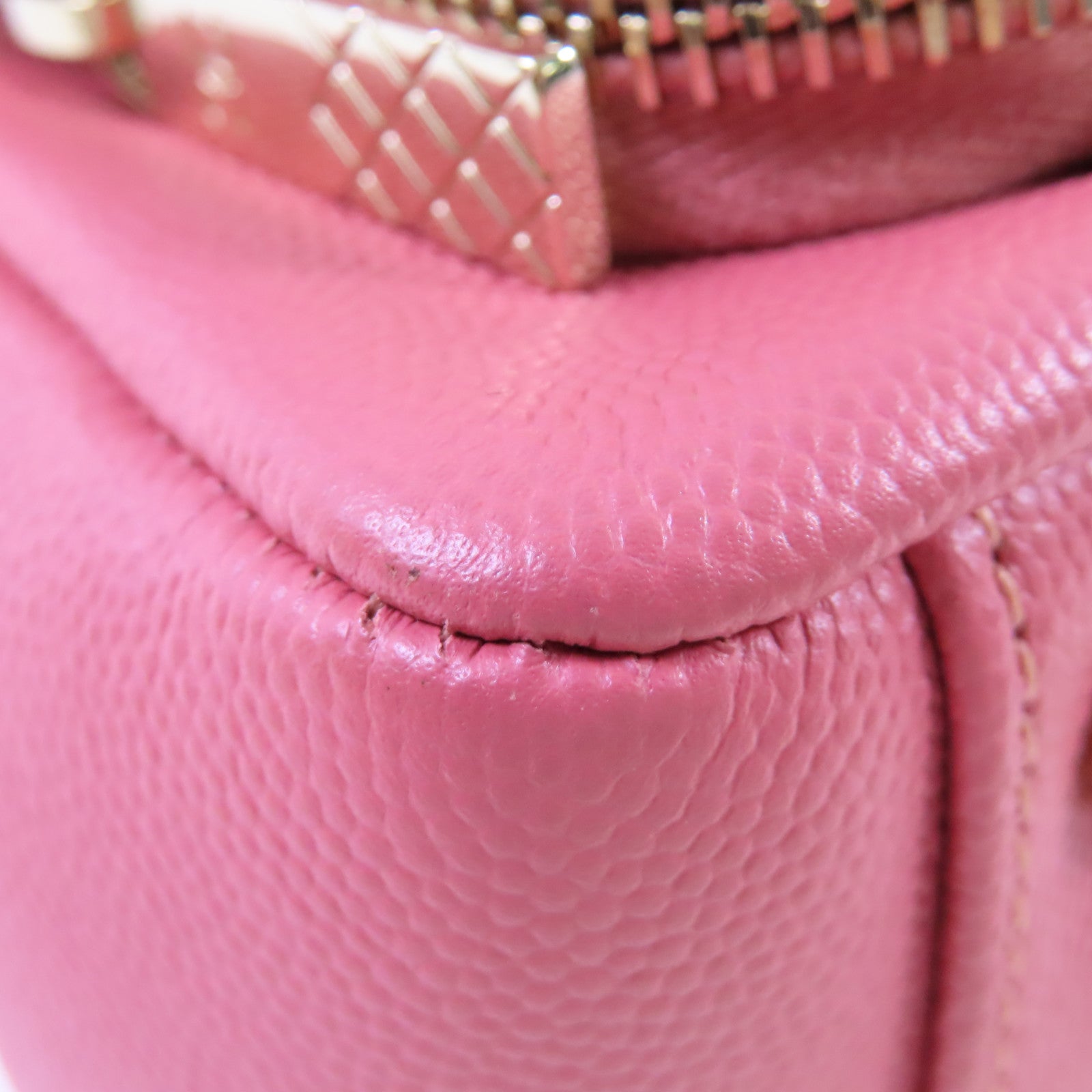 CHANEL 菱格Caviar皮革2Way Shoulder Bag金扣鏈帶手挽肩背兩用袋粉紅色