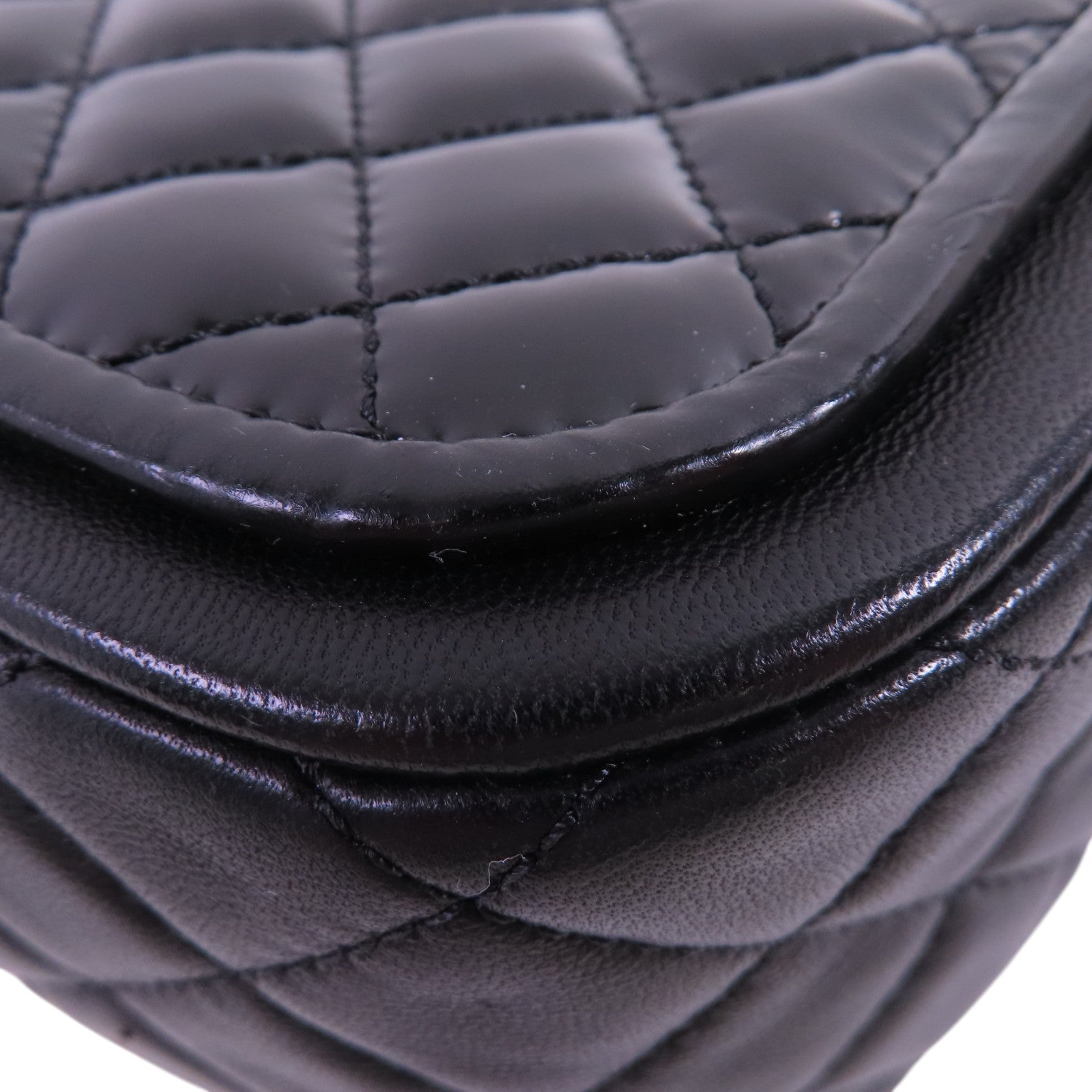 CHANEL 漆皮皮革Chain Shoulder Bag銀扣鏈帶肩背袋