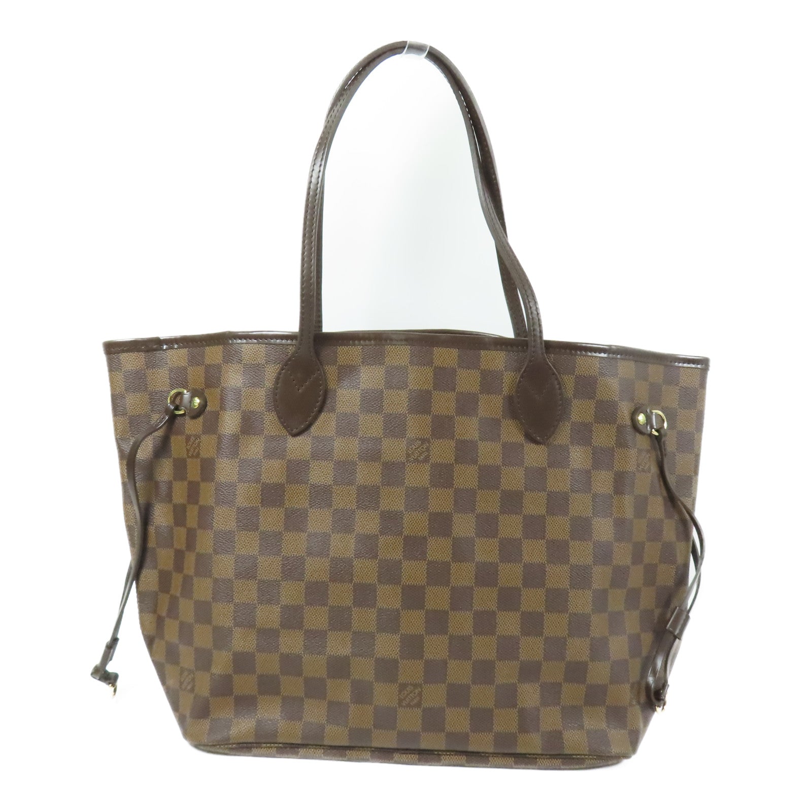 LOUIS VUITTON Damier Neverfull MM金扣肩背袋/手挽袋