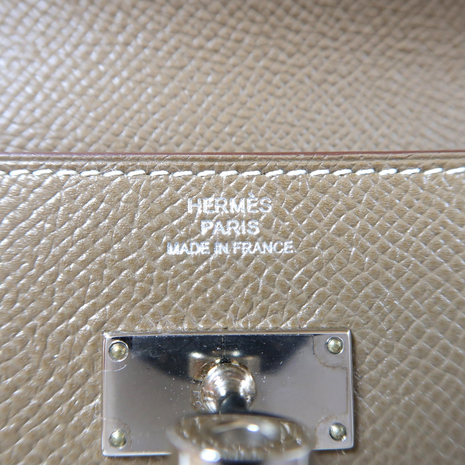 HERMES Epsom皮革Kelly Wallet銀扣長錢包Etoupe大象灰