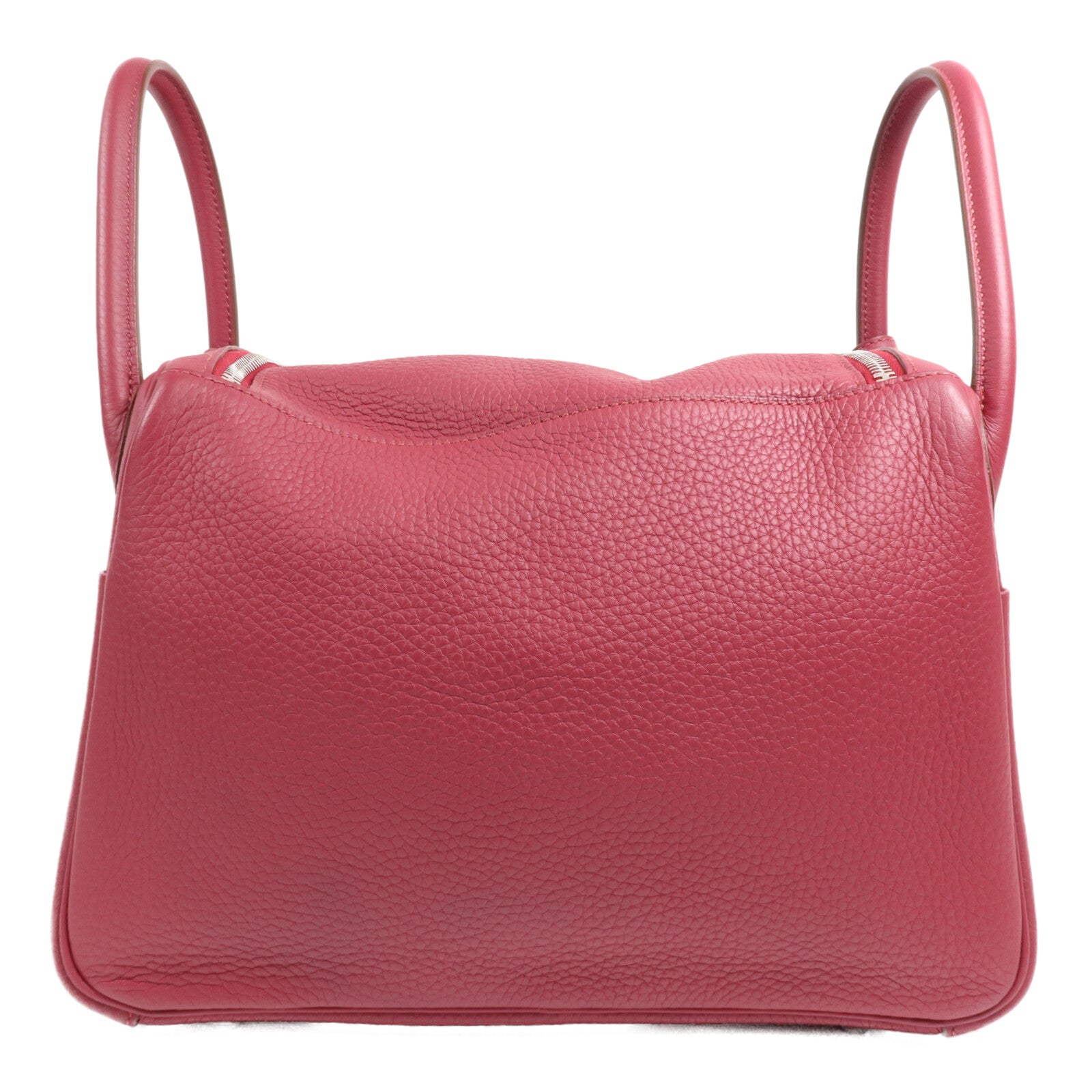 HERMES Clemence皮革Lindy 30銀扣手挽肩背兩用袋Rouge Grenade