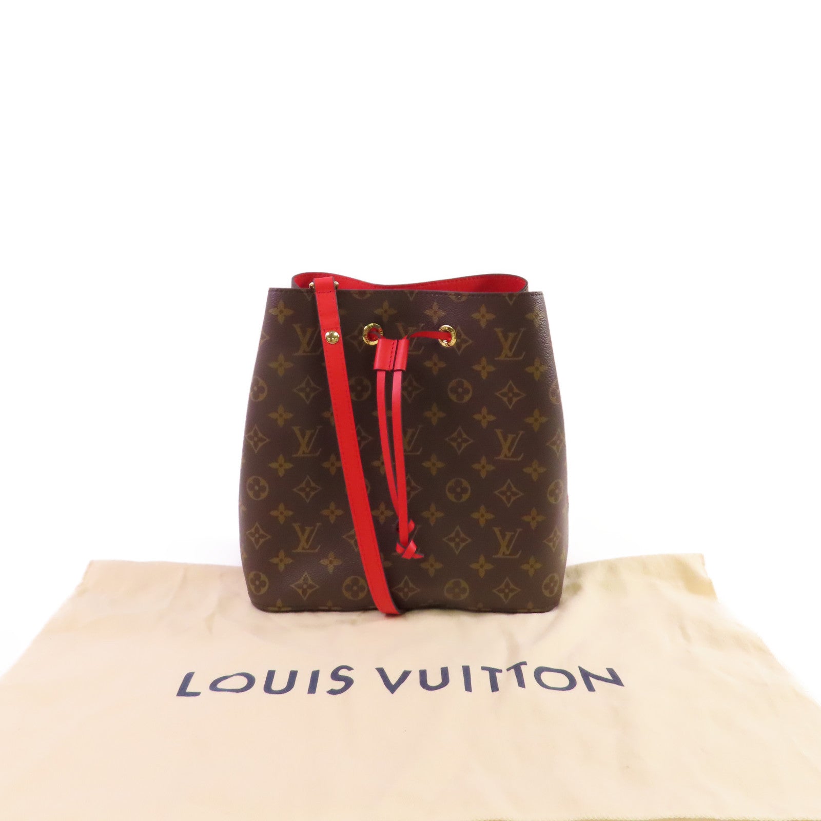 LOUIS VUITTON Monogram NeoNoe MM Shoulder Bag金扣肩背袋啡色/紅色