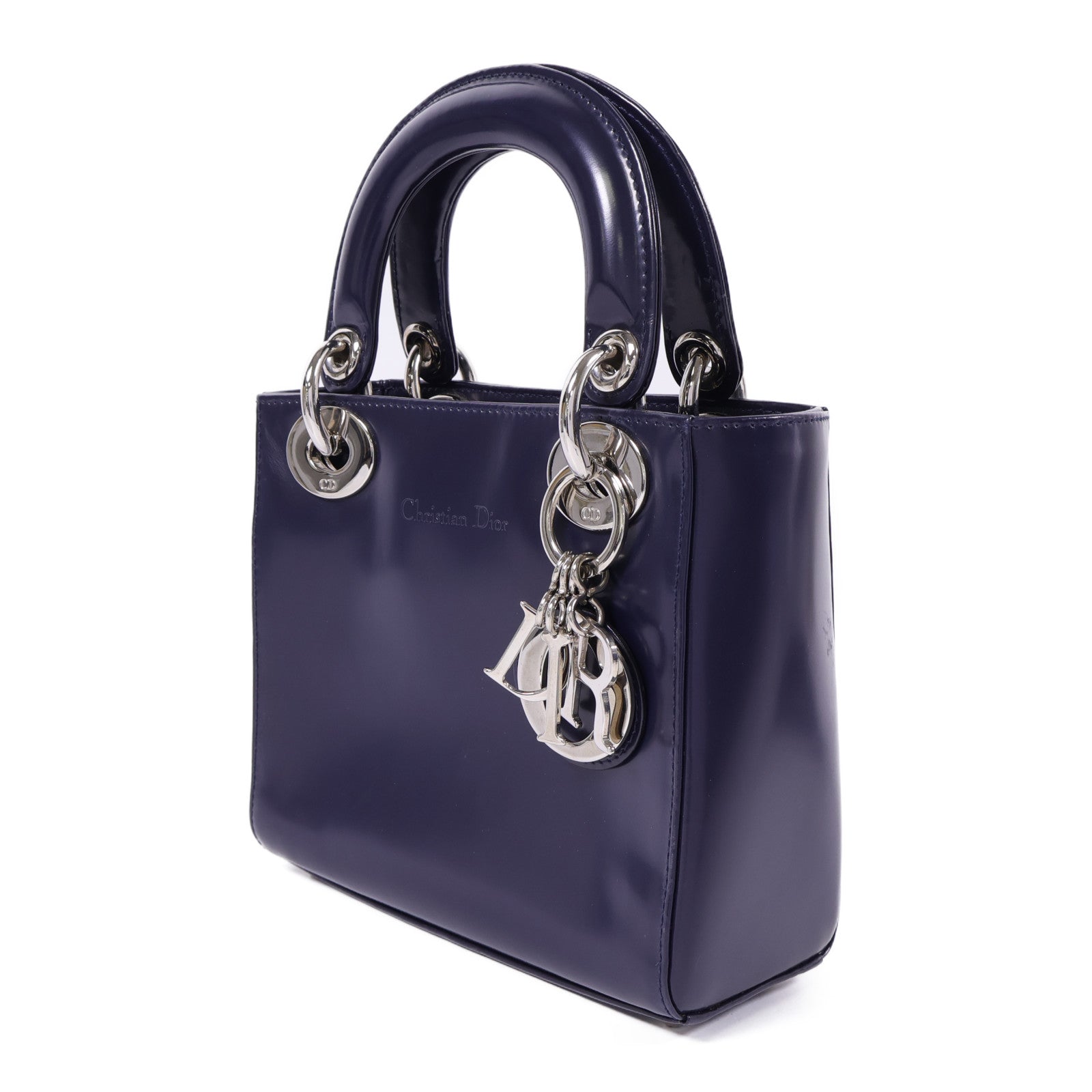 Dior 牛皮皮革Mini Lady Dior銀扣手挽肩背兩用袋