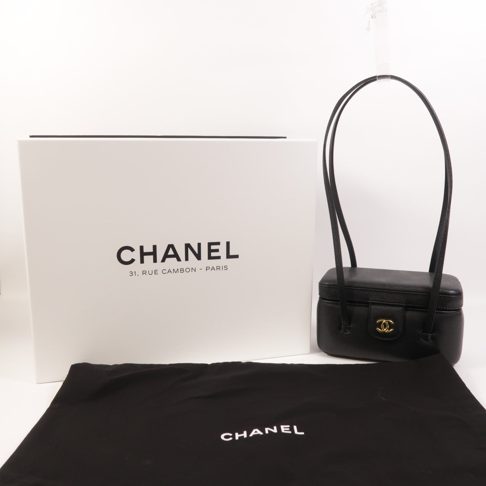 CHANEL 牛皮皮革Preppy Vanity Case金扣肩背袋
