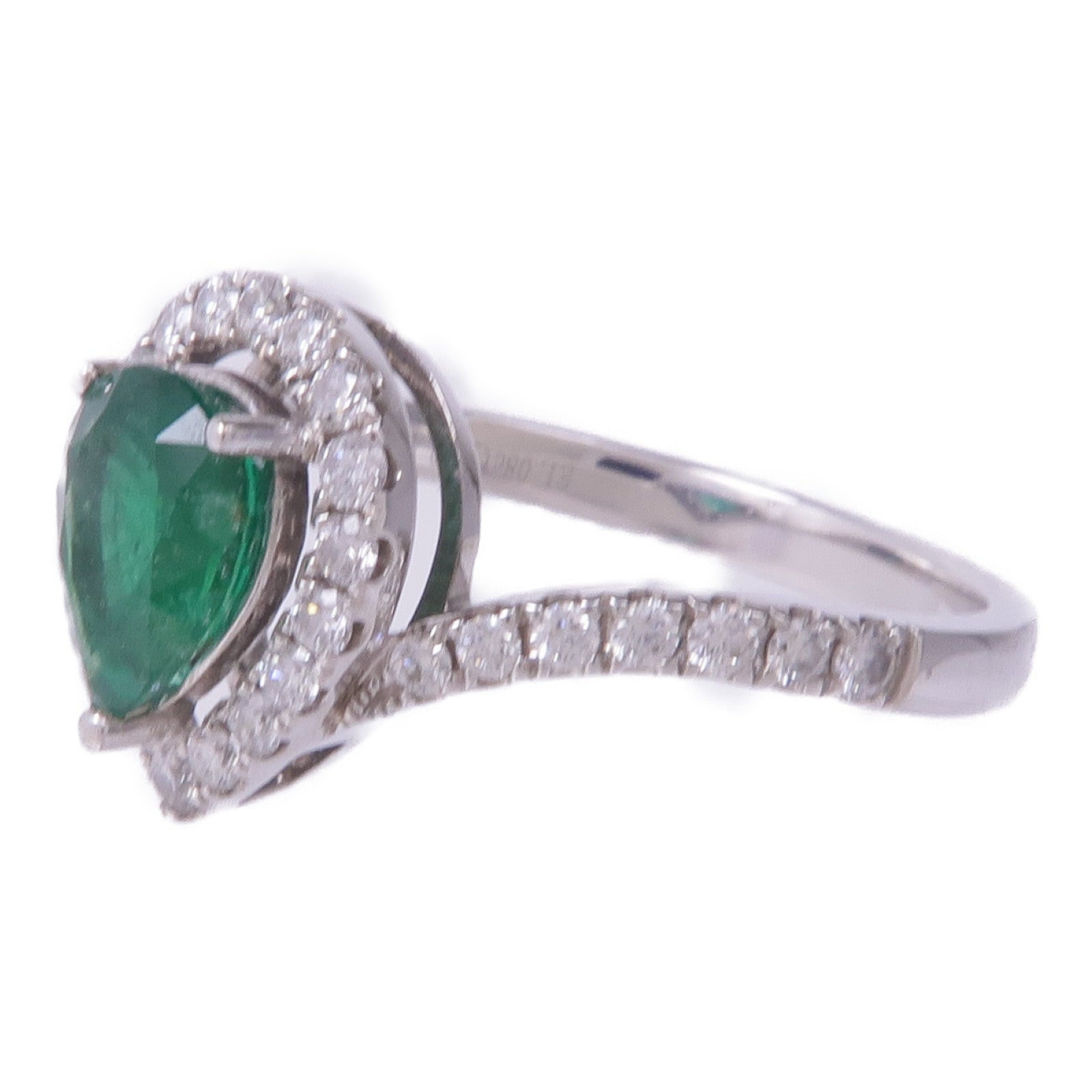 JEWELRY 18K白金Emerald Diamond Ring綠寶石/鑽石戒指US#7.5