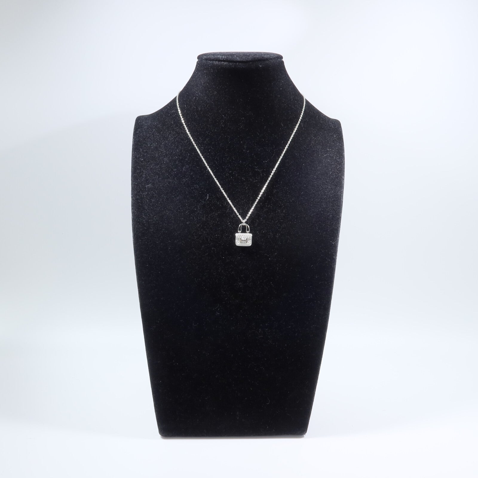 HERMES 18K白金Amulettes Constance Pentant鑽石項鍊