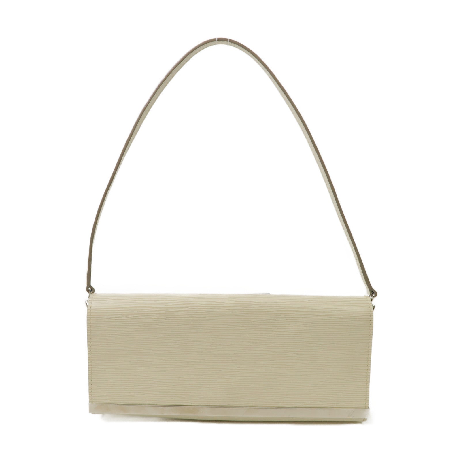 LOUIS VUITTON Epi Patent Clutch Shoulder Bag銀扣肩背袋白色