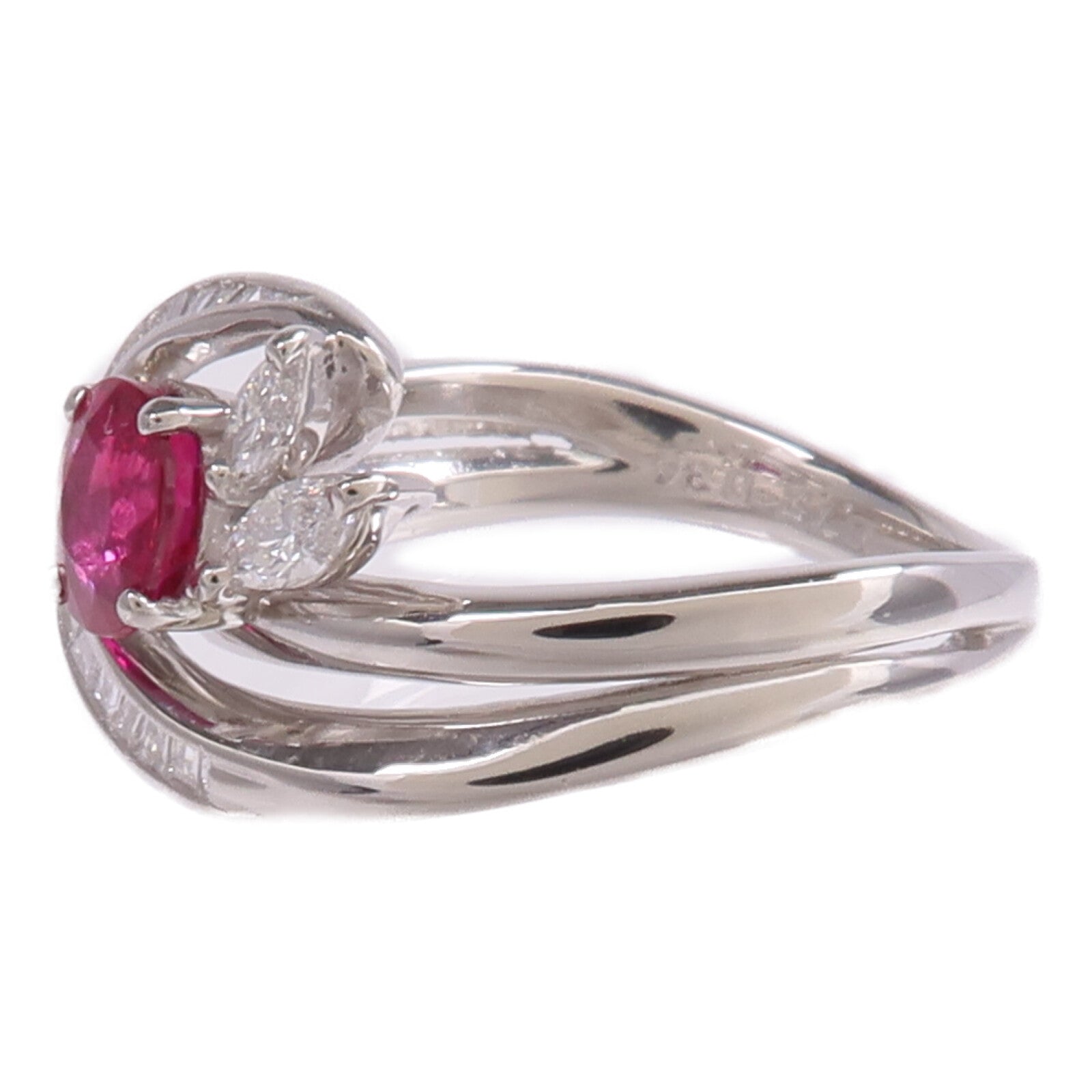 JEWELRY PT900鉑金Ruby Diamond Ring紅寶石/鑽石戒指US#6