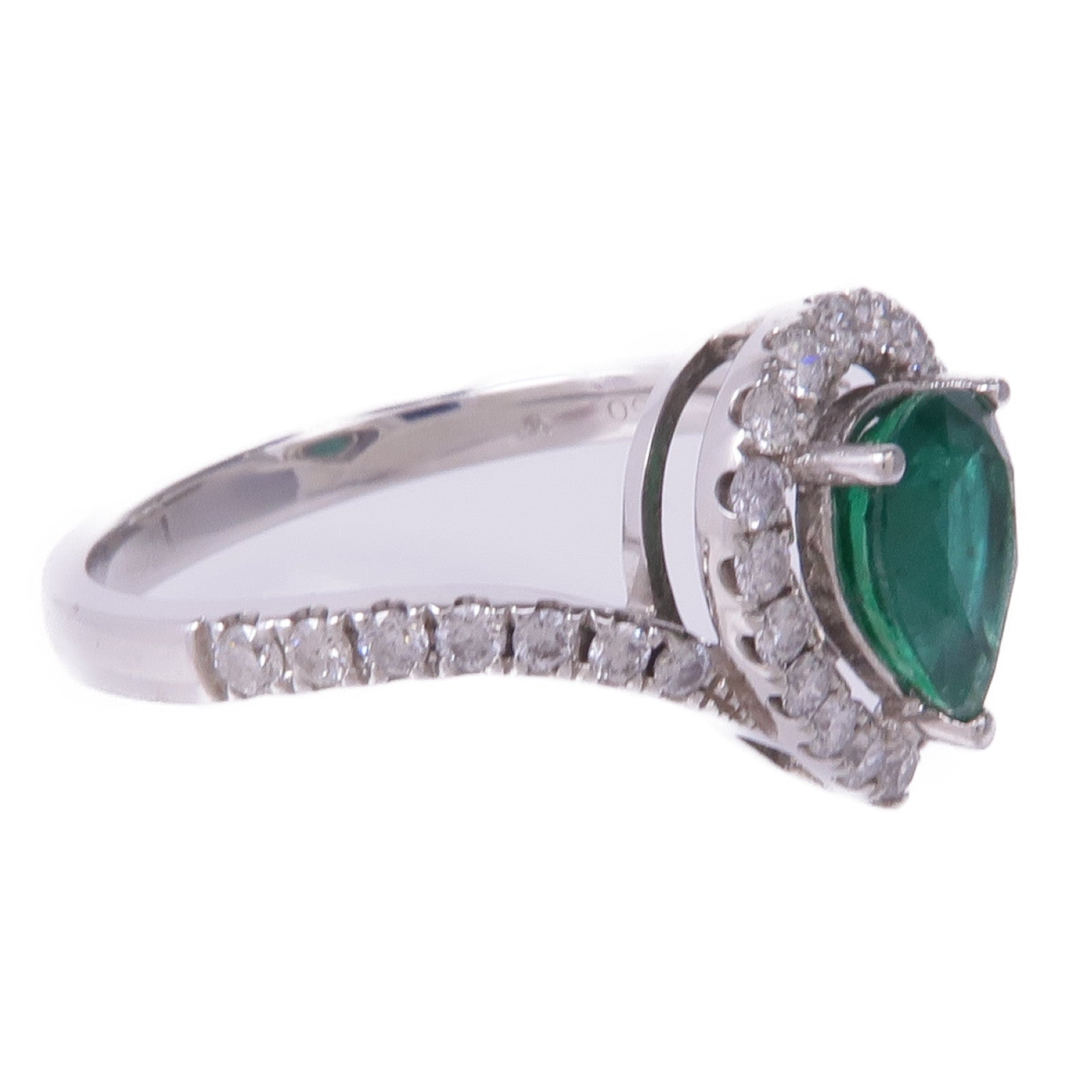 JEWELRY 18K白金Emerald Diamond Ring綠寶石/鑽石戒指US#7.5