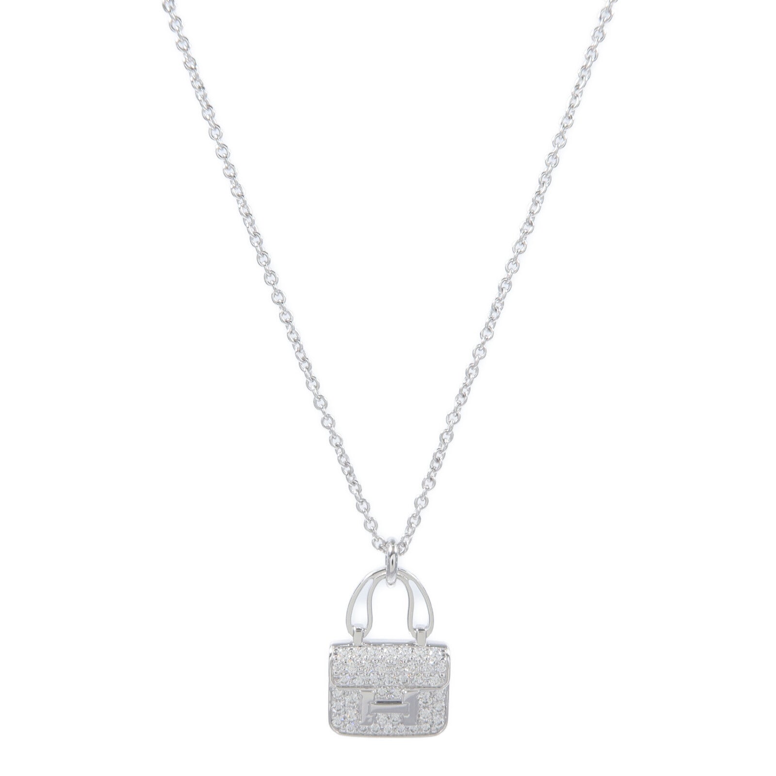 HERMES 18K白金Amulettes Constance Pentant鑽石項鍊