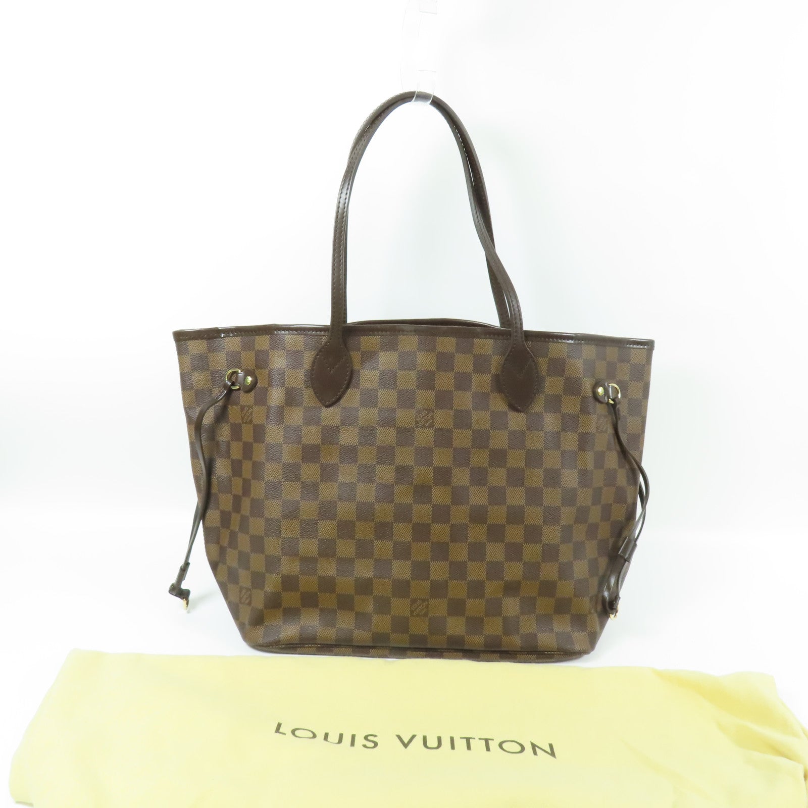 LOUIS VUITTON Damier Neverfull MM金扣肩背袋/手挽袋