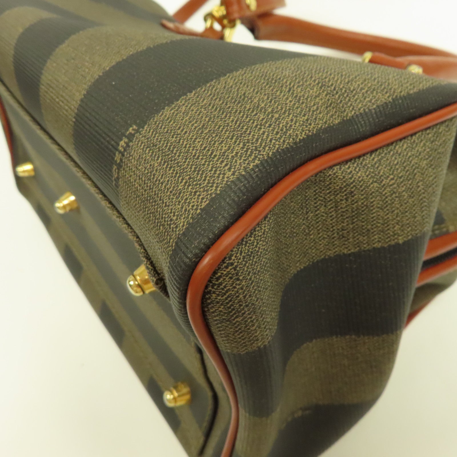 FENDI 塗層帆布Vintage Boston Bag金扣手挽肩背兩用袋啡色