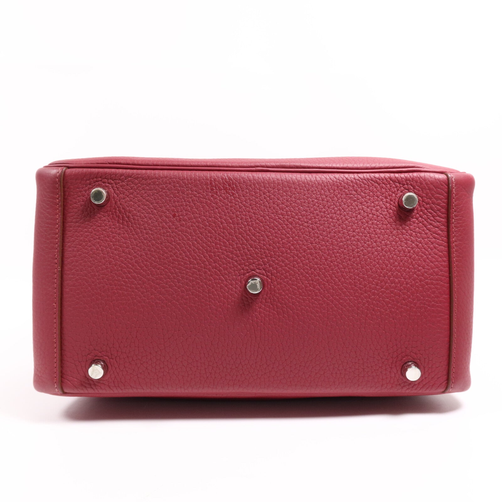 HERMES Clemence皮革Lindy 30銀扣手挽肩背兩用袋Rouge Grenade