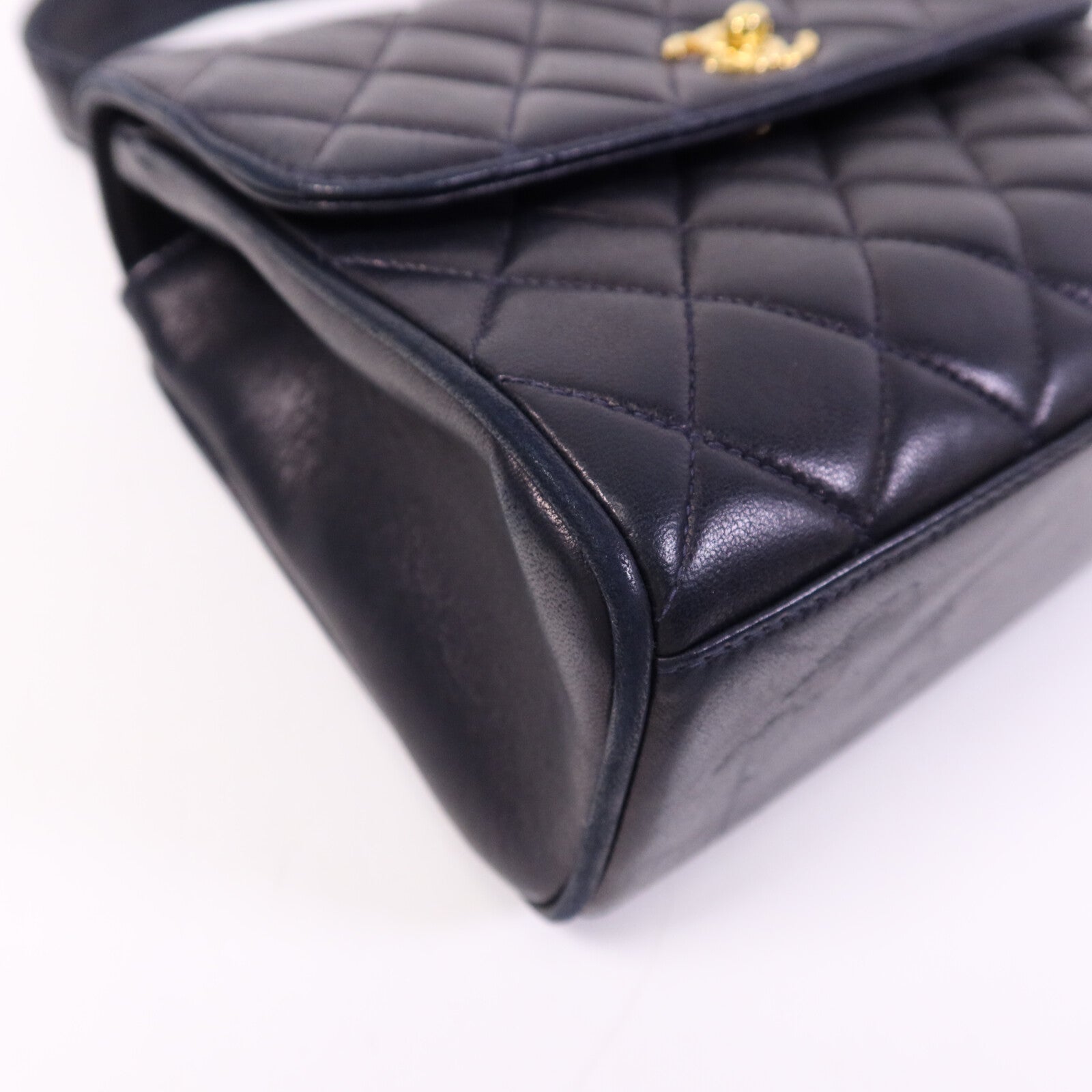 CHANEL 羊皮皮革Vintage Flap Bag金扣手挽袋