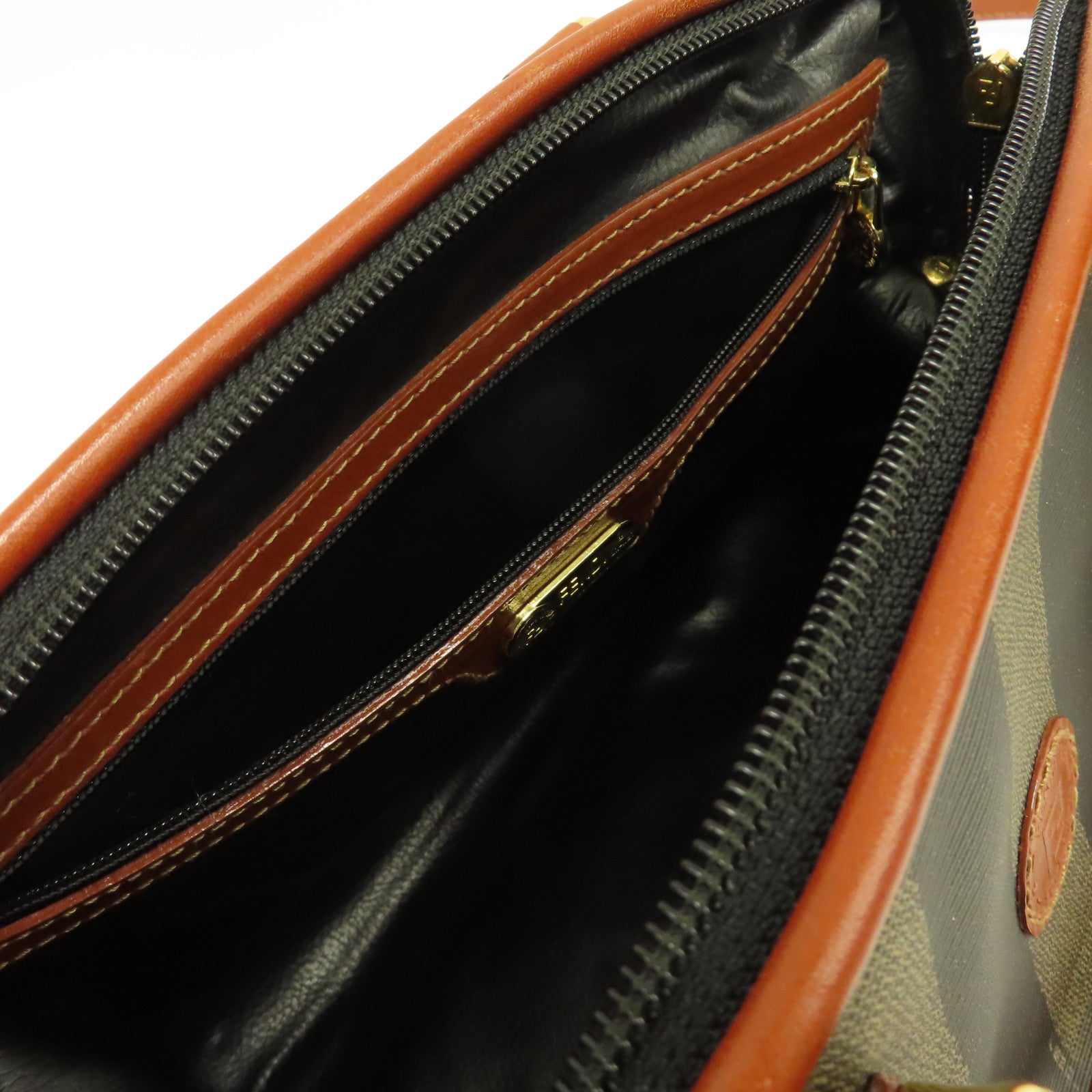 FENDI 塗層帆布Vintage Boston Bag金扣手挽肩背兩用袋啡色