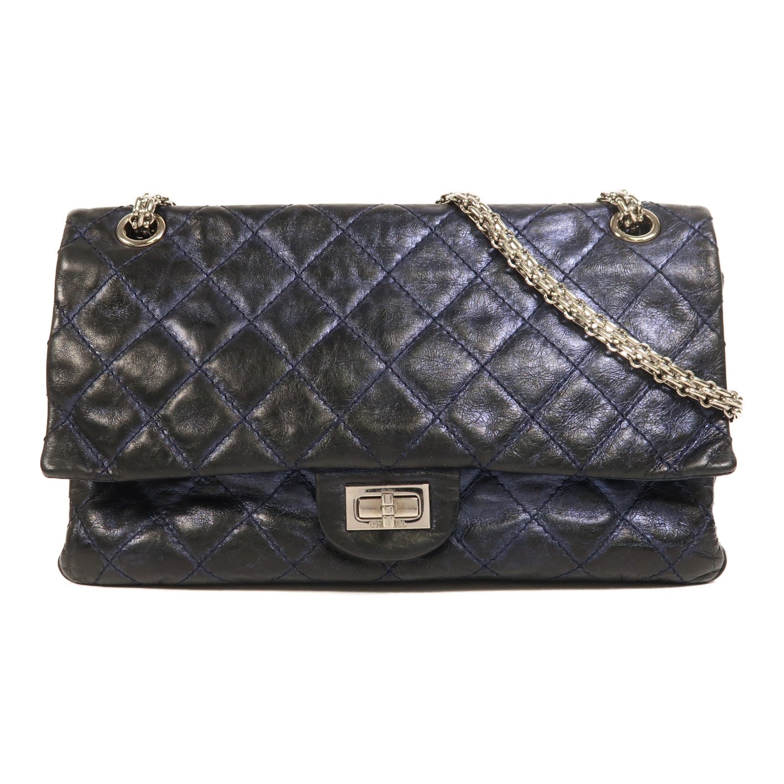 CHANEL 【激減優惠】牛皮皮革2.55銀扣鏈帶肩背袋