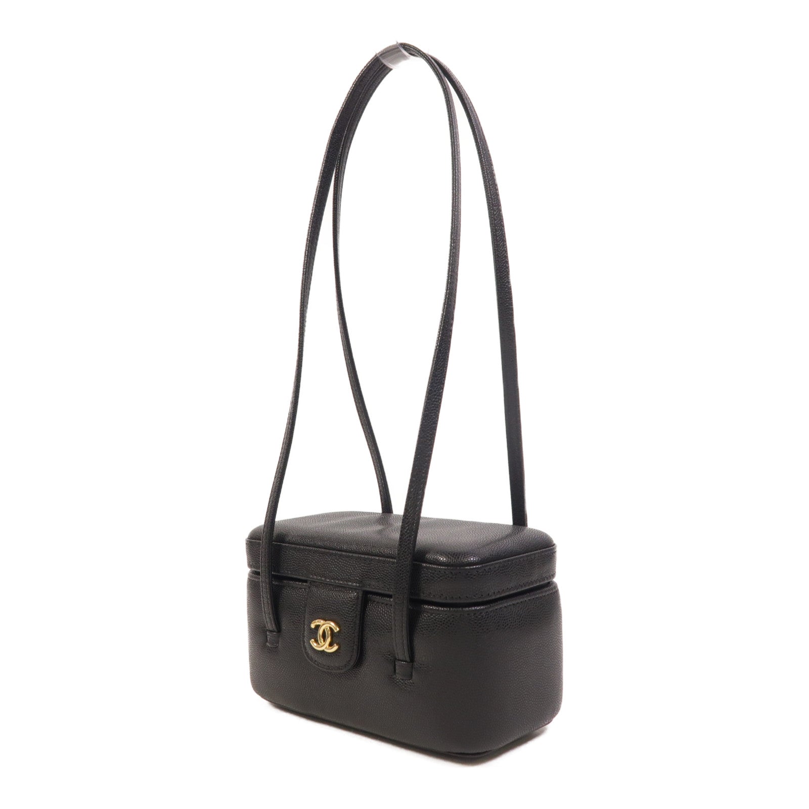 CHANEL 牛皮皮革Preppy Vanity Case金扣肩背袋