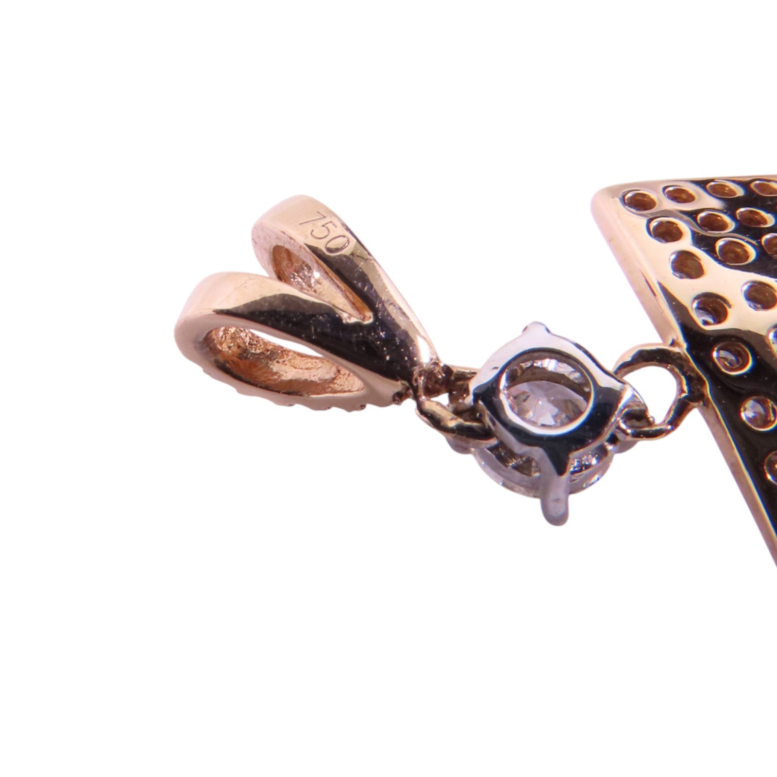 JEWELRY 18K玫瑰金/白金Diamond Pendant Top Set鑽石一對吊吊墜頭扣
