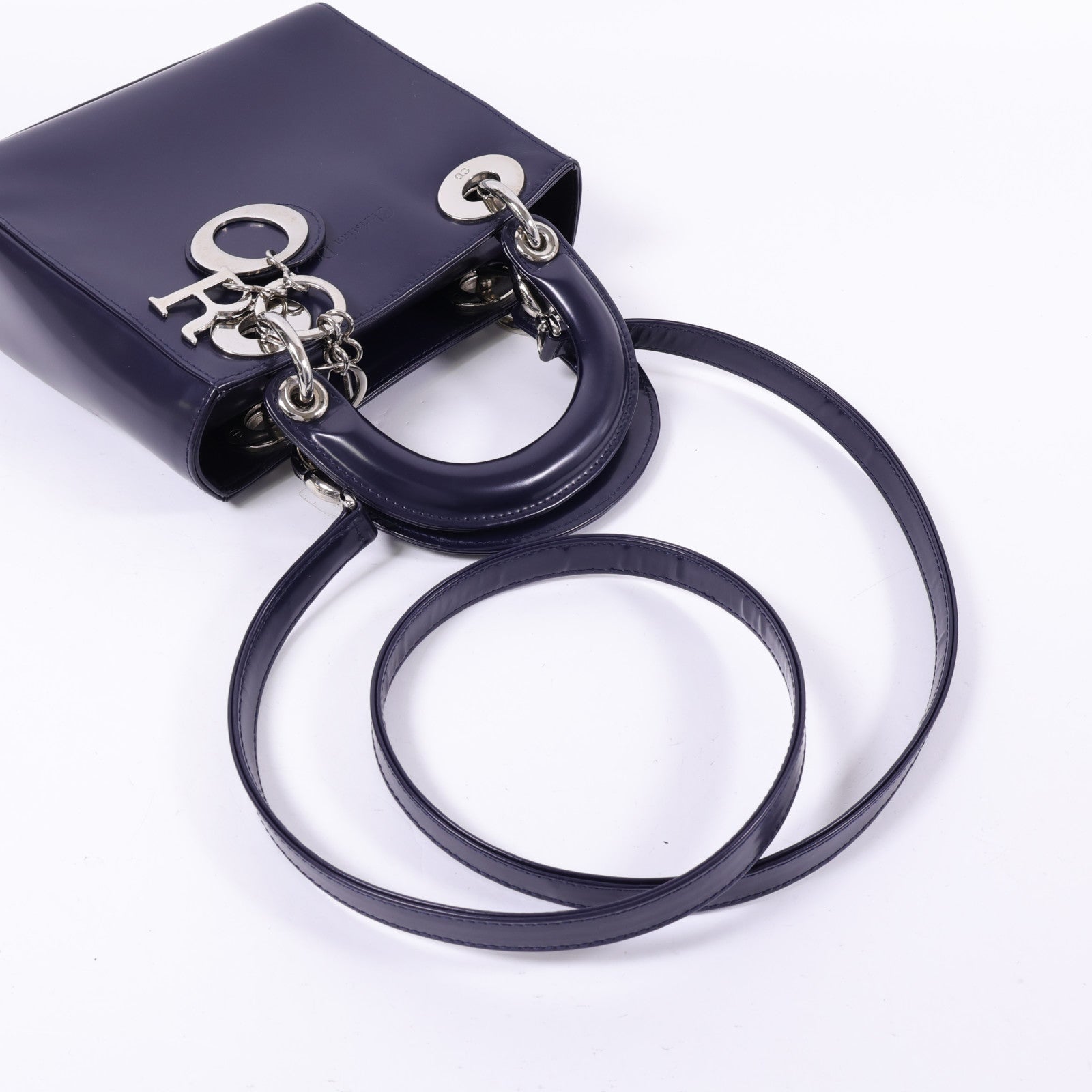 Dior 牛皮皮革Mini Lady Dior銀扣手挽肩背兩用袋