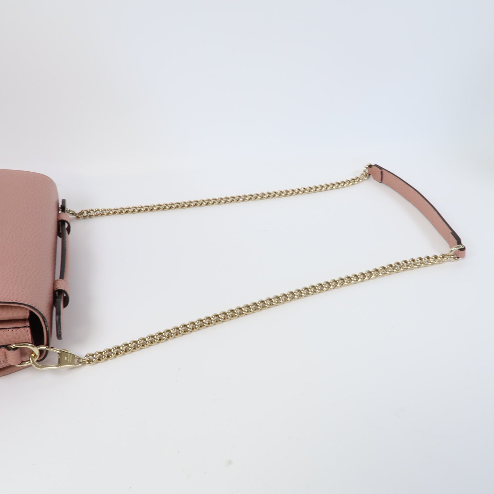 GUCCI 【激減優惠】牛皮皮革Chain Shoulder Bag金扣鏈帶肩背袋粉紅色