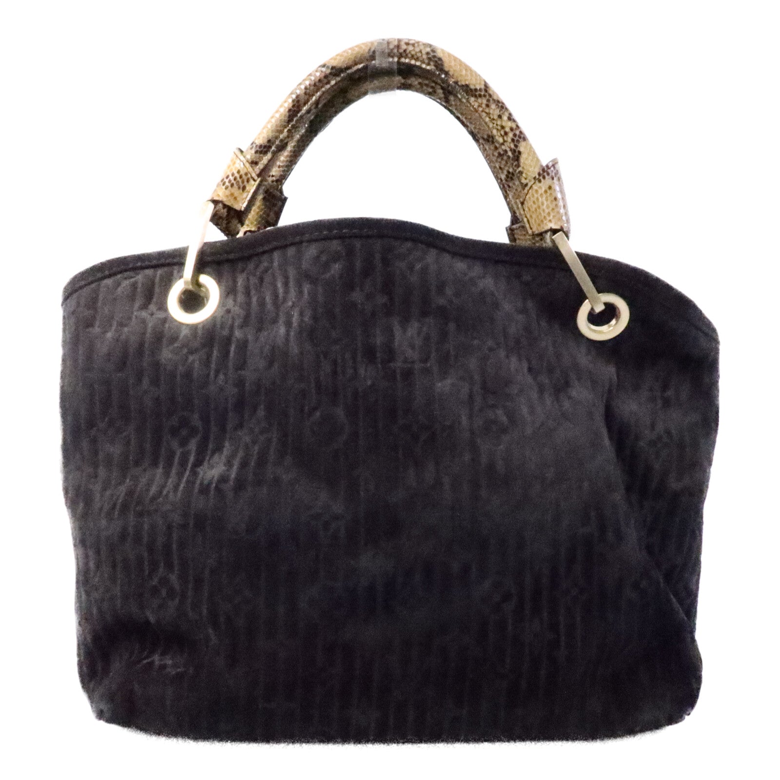 LOUIS VUITTON Monogram Suded/蛇皮皮革Whisper手挽袋