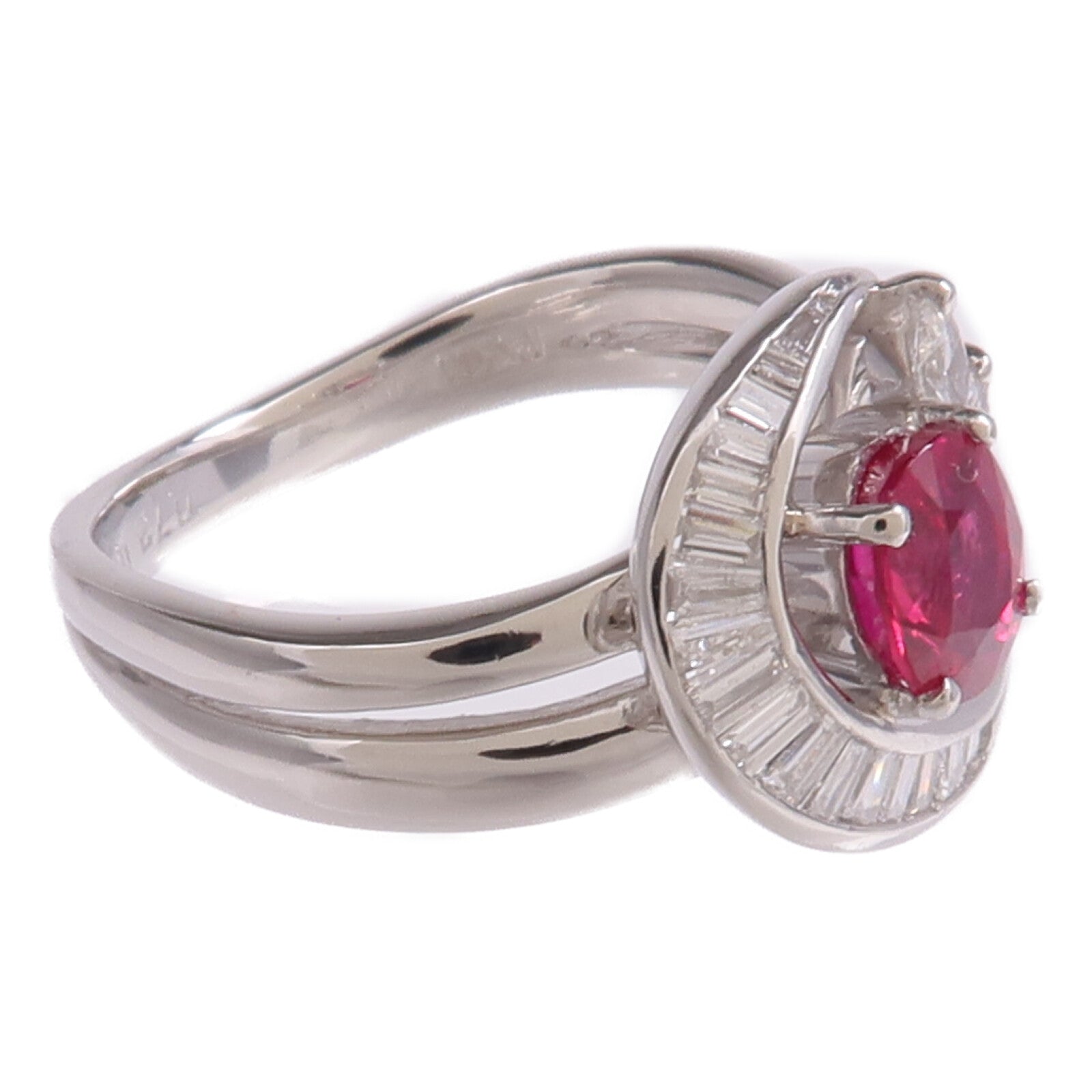 JEWELRY PT900鉑金Ruby Diamond Ring紅寶石/鑽石戒指US#6
