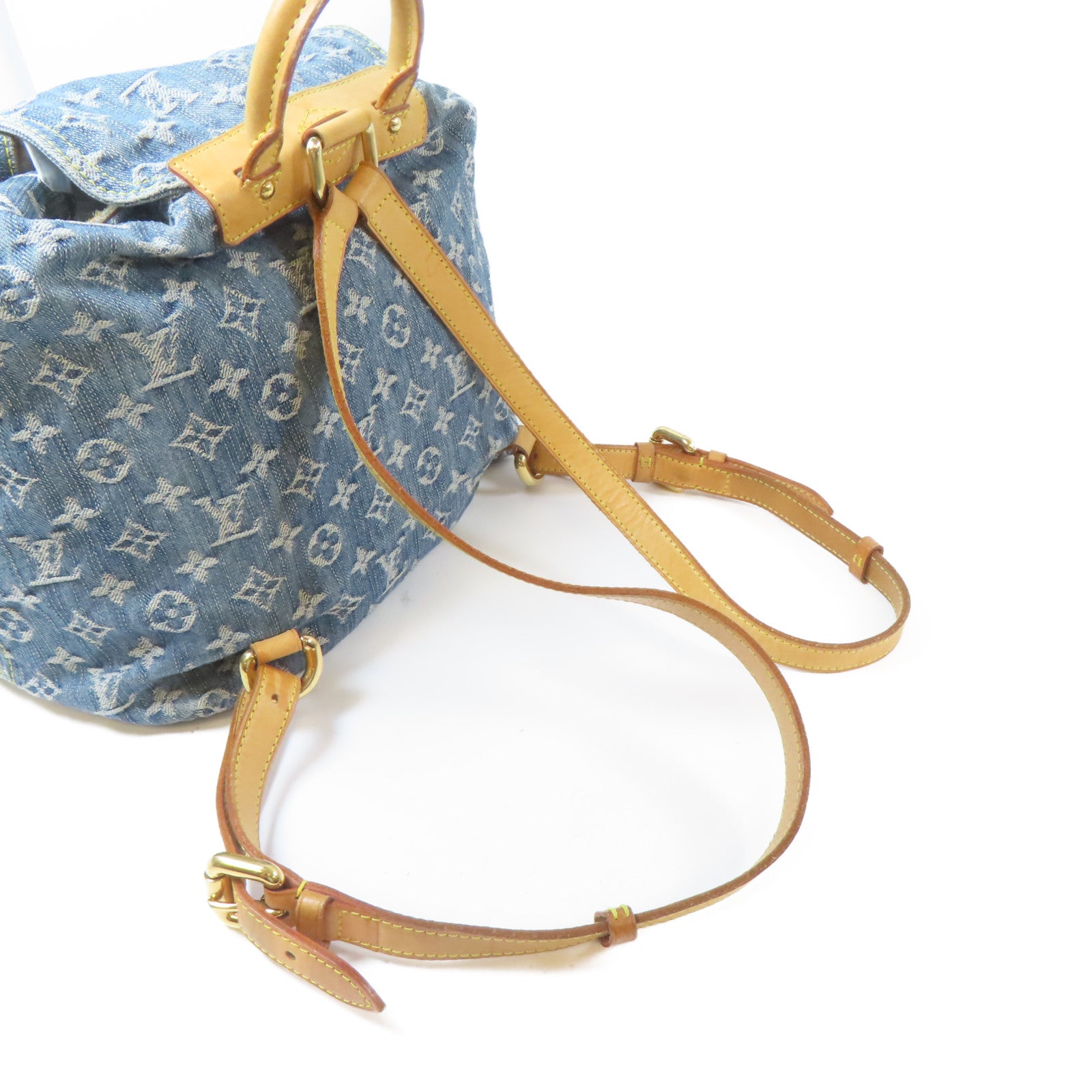 LOUIS VUITTON Monogram Denim Sac a Dos GM金扣背包藍色