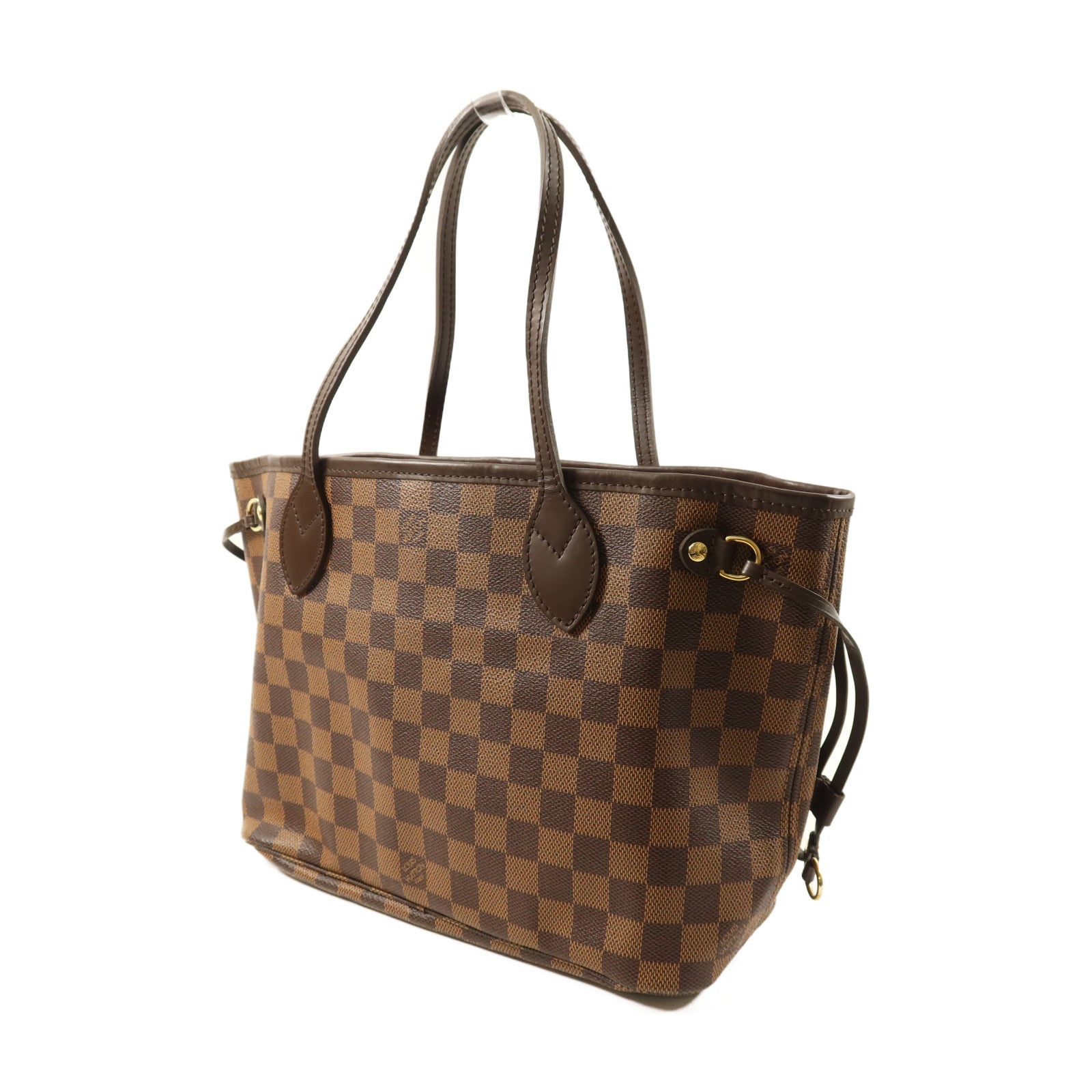 LOUIS VUITTON Damier Neverfull PM金扣手挽袋