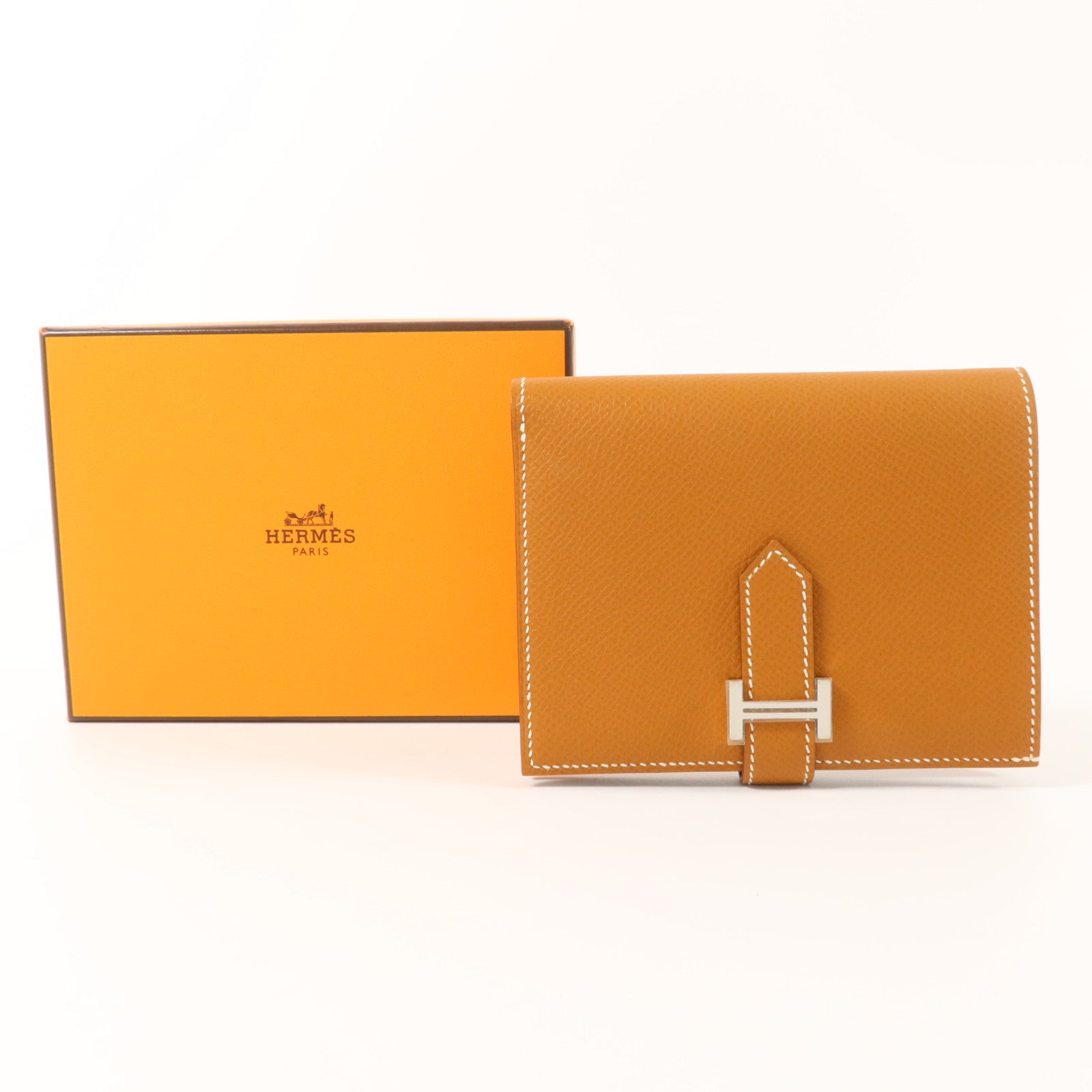 HERMES Epsom皮革Bearn Compact Wallet錢包Gold