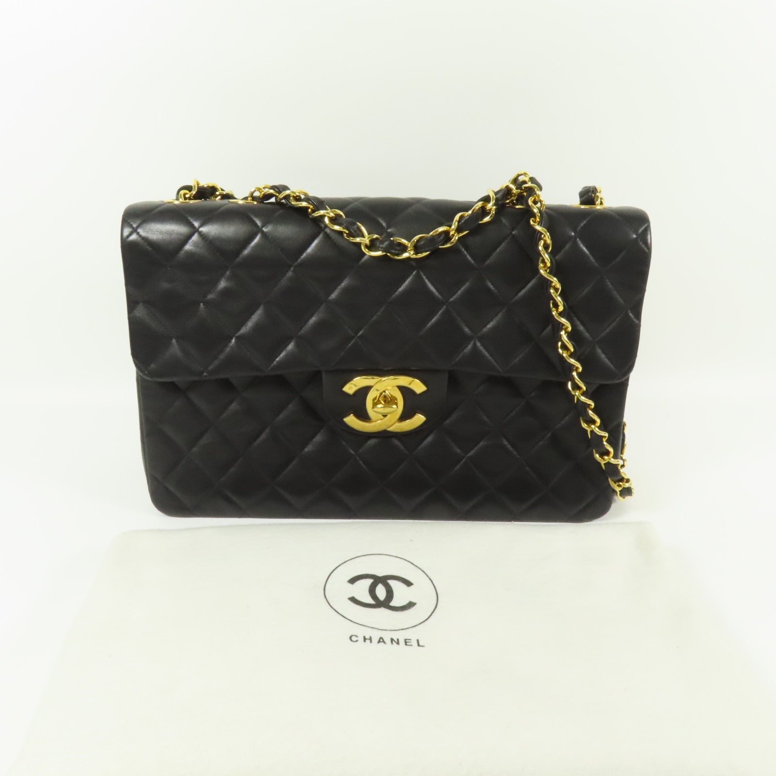 CHANEL 羊皮皮革Vintage Chain Shoulder金扣肩背袋