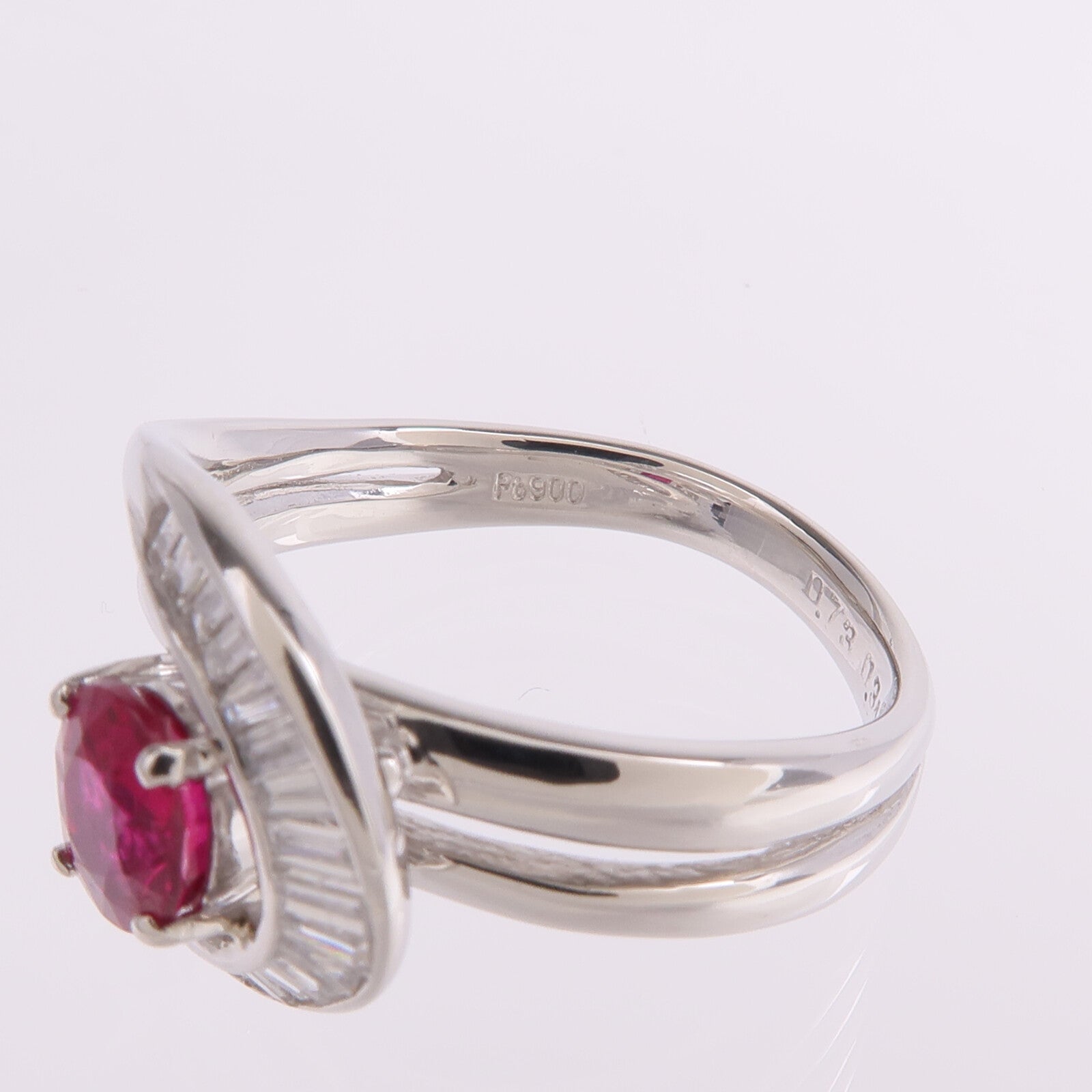 JEWELRY PT900鉑金Ruby Diamond Ring紅寶石/鑽石戒指US#6