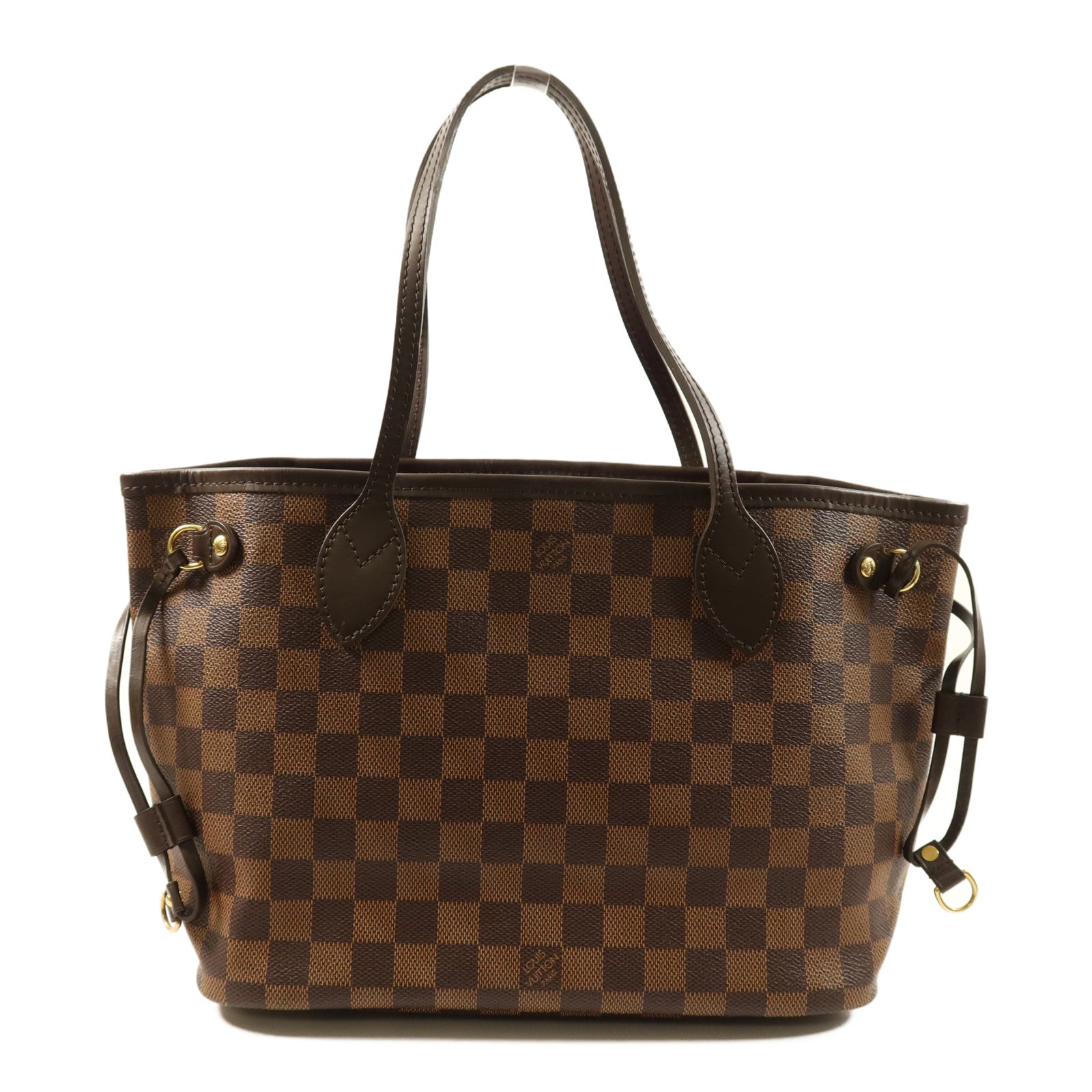 LOUIS VUITTON Damier Neverfull PM金扣手挽袋
