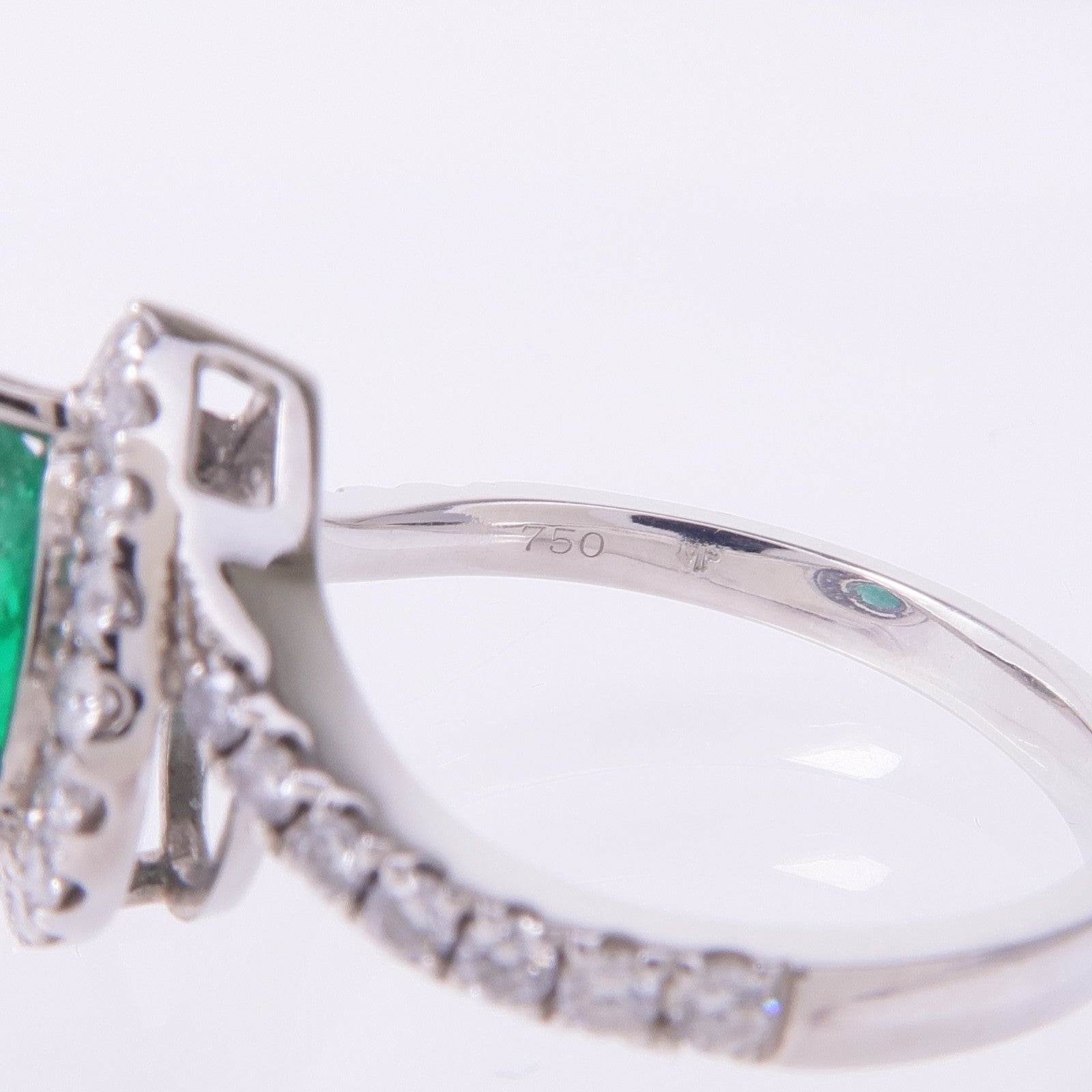 JEWELRY 18K白金Emerald Diamond Ring綠寶石/鑽石戒指US#7.5