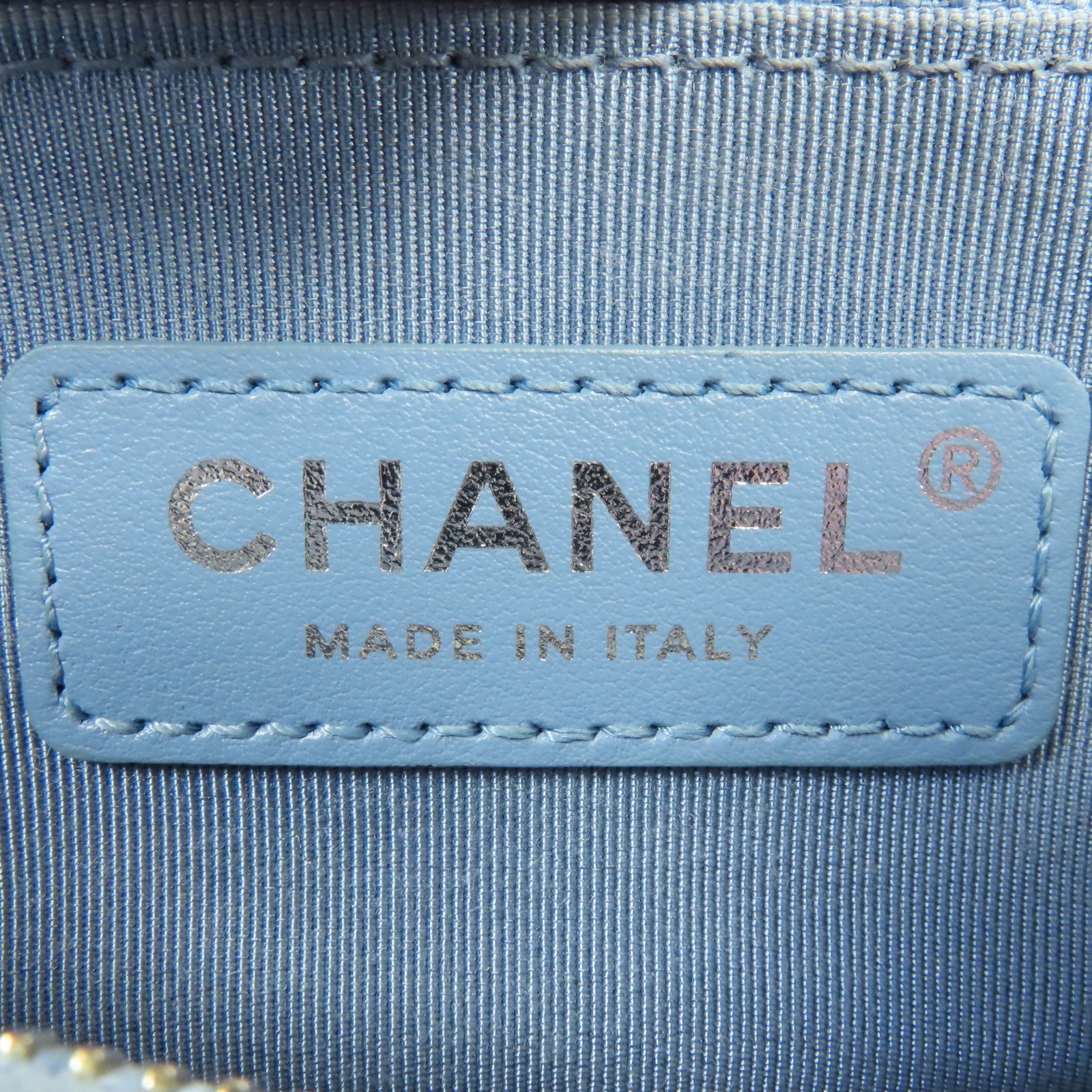 CHANEL 菱格牛皮皮革Gabrielle金扣/銀扣鏈帶肩背袋藍色