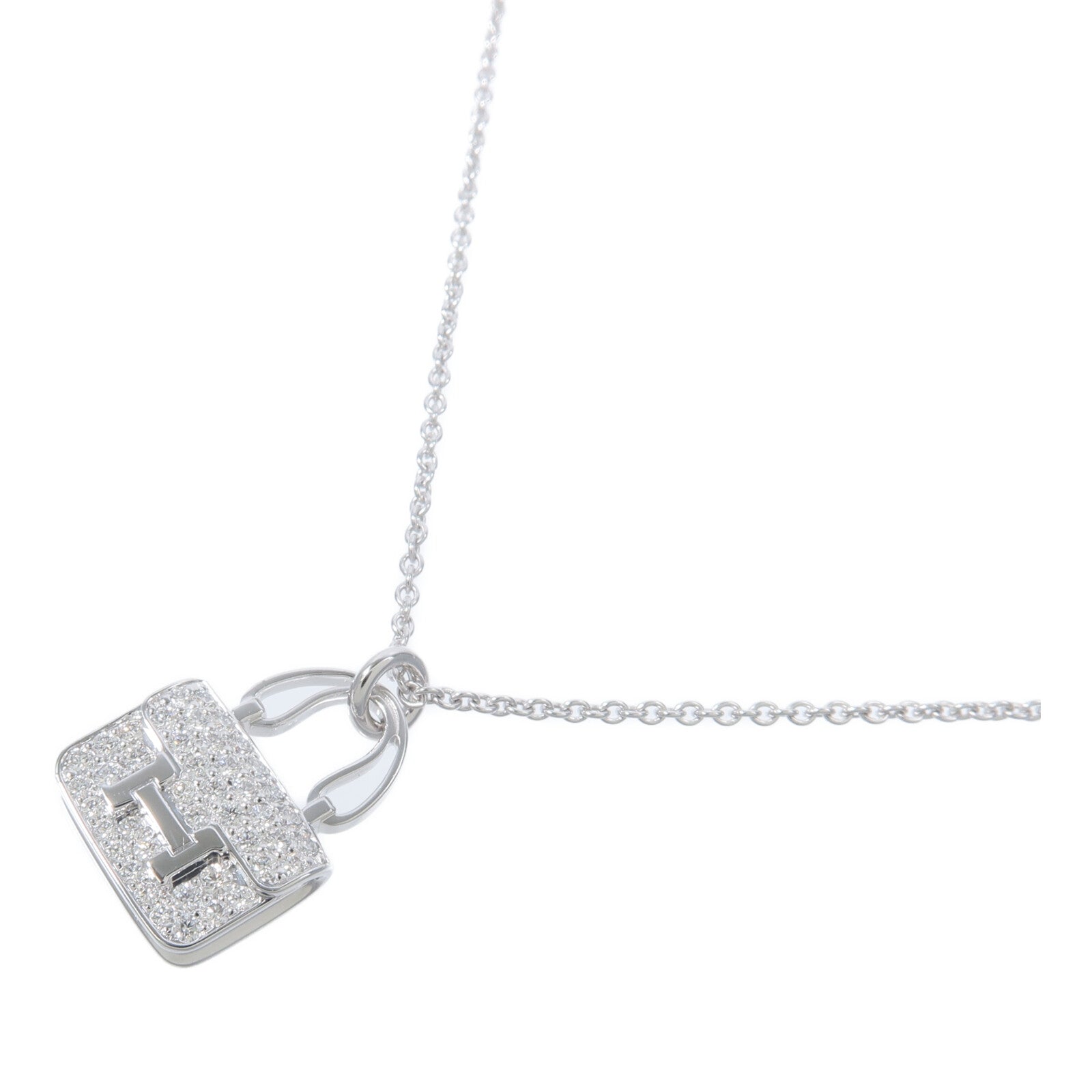 HERMES 18K白金Amulettes Constance Pentant鑽石項鍊