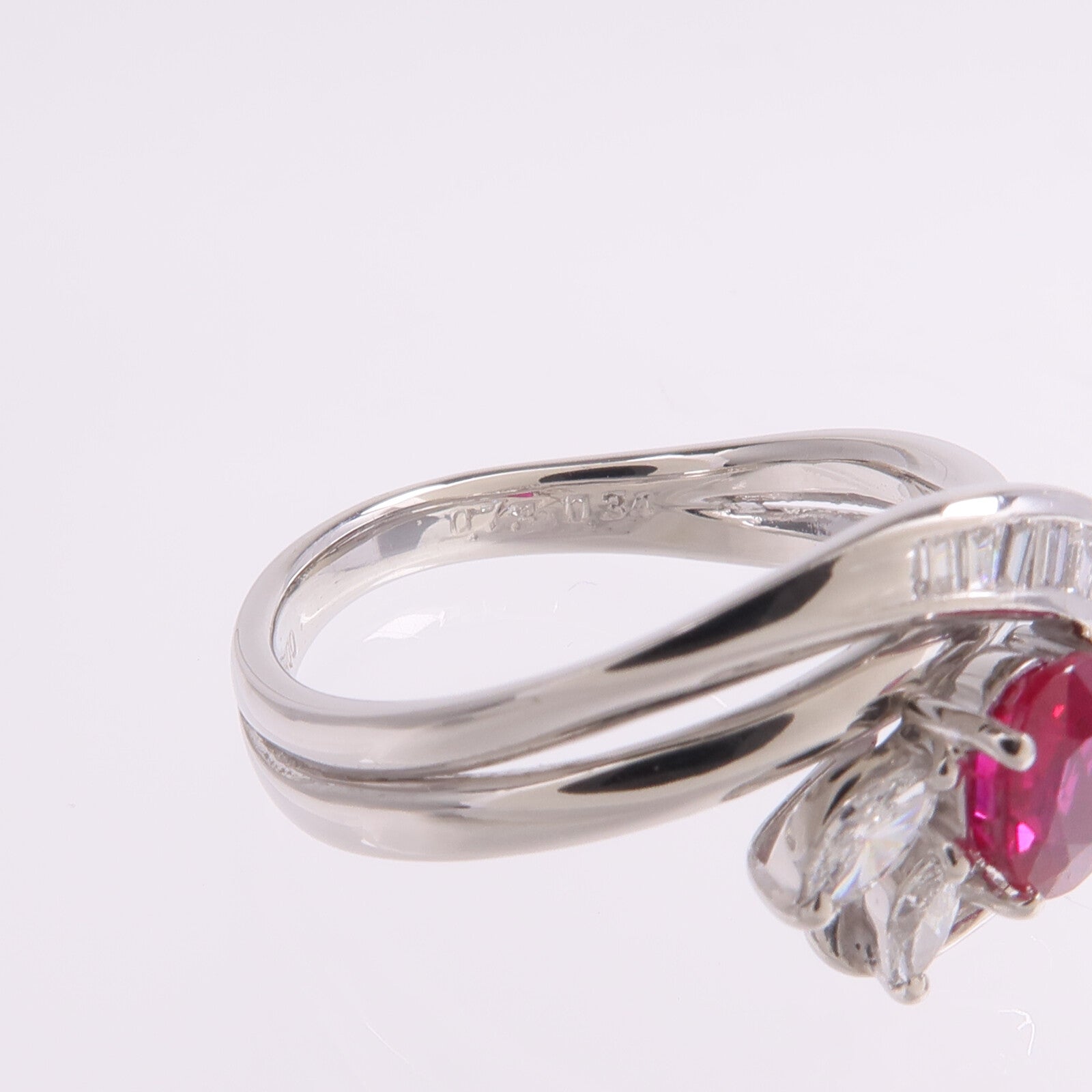 JEWELRY PT900鉑金Ruby Diamond Ring紅寶石/鑽石戒指US#6