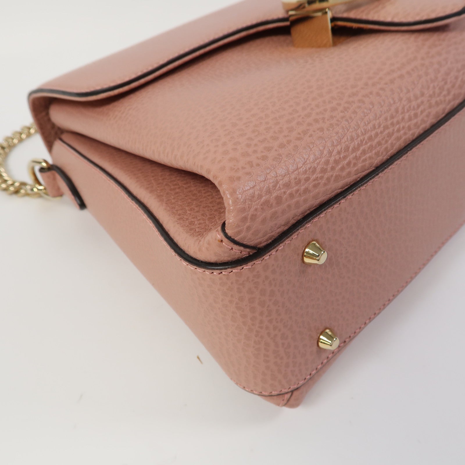 GUCCI 【激減優惠】牛皮皮革Chain Shoulder Bag金扣鏈帶肩背袋粉紅色