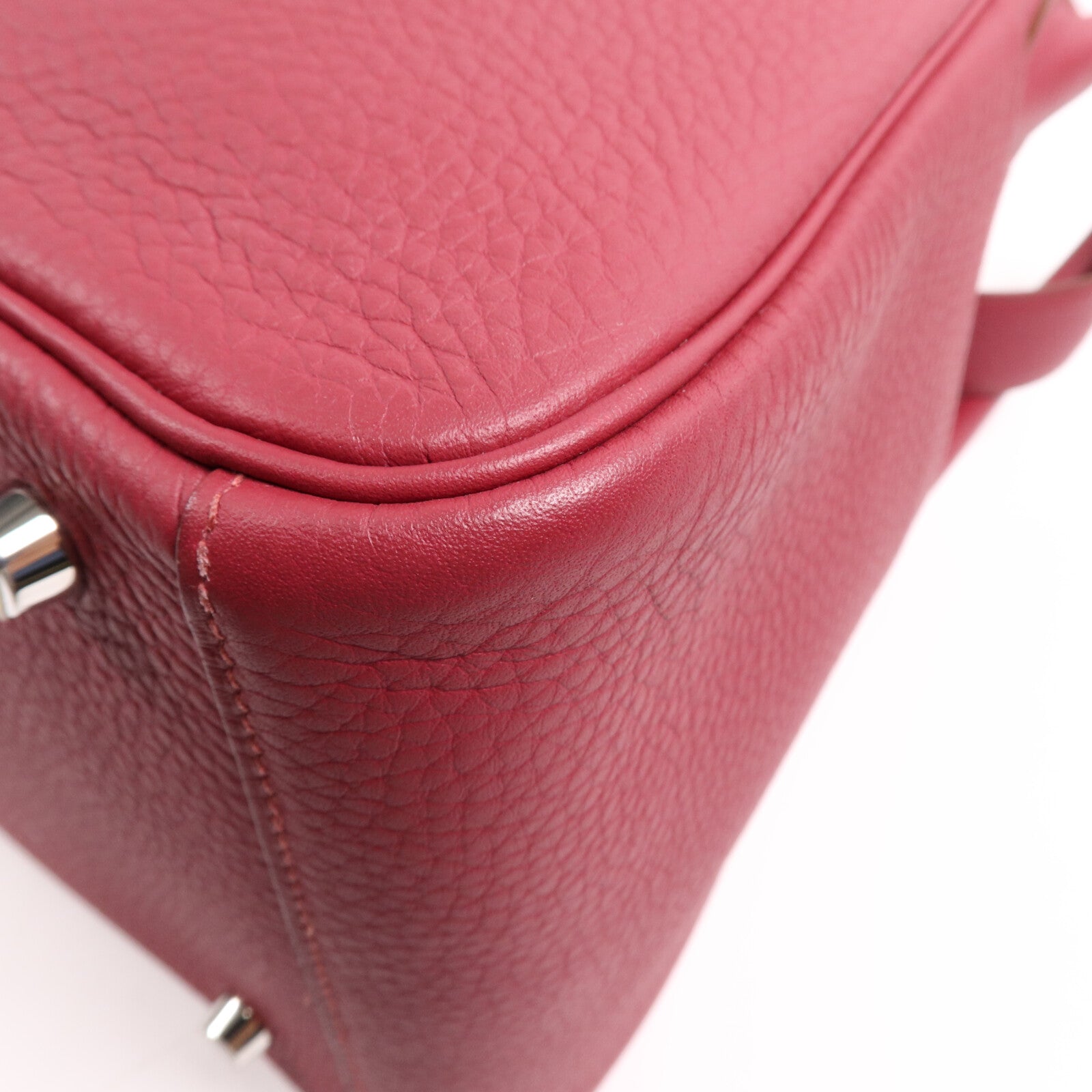 HERMES Clemence皮革Lindy 30銀扣手挽肩背兩用袋Rouge Grenade