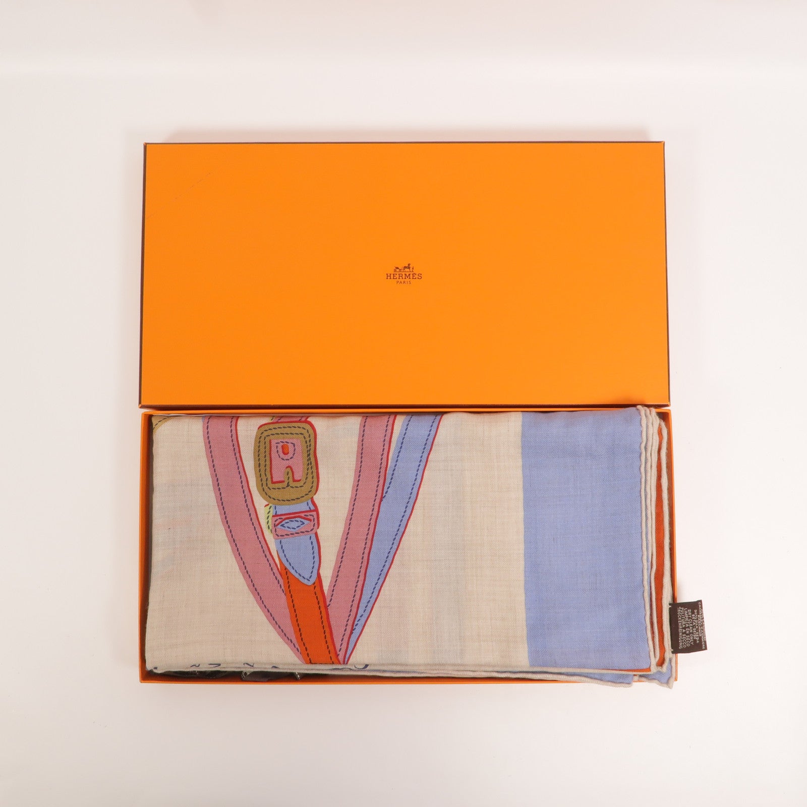 HERMES 羊絨/絲質Applique Pique Shawl 140X140cm絲巾