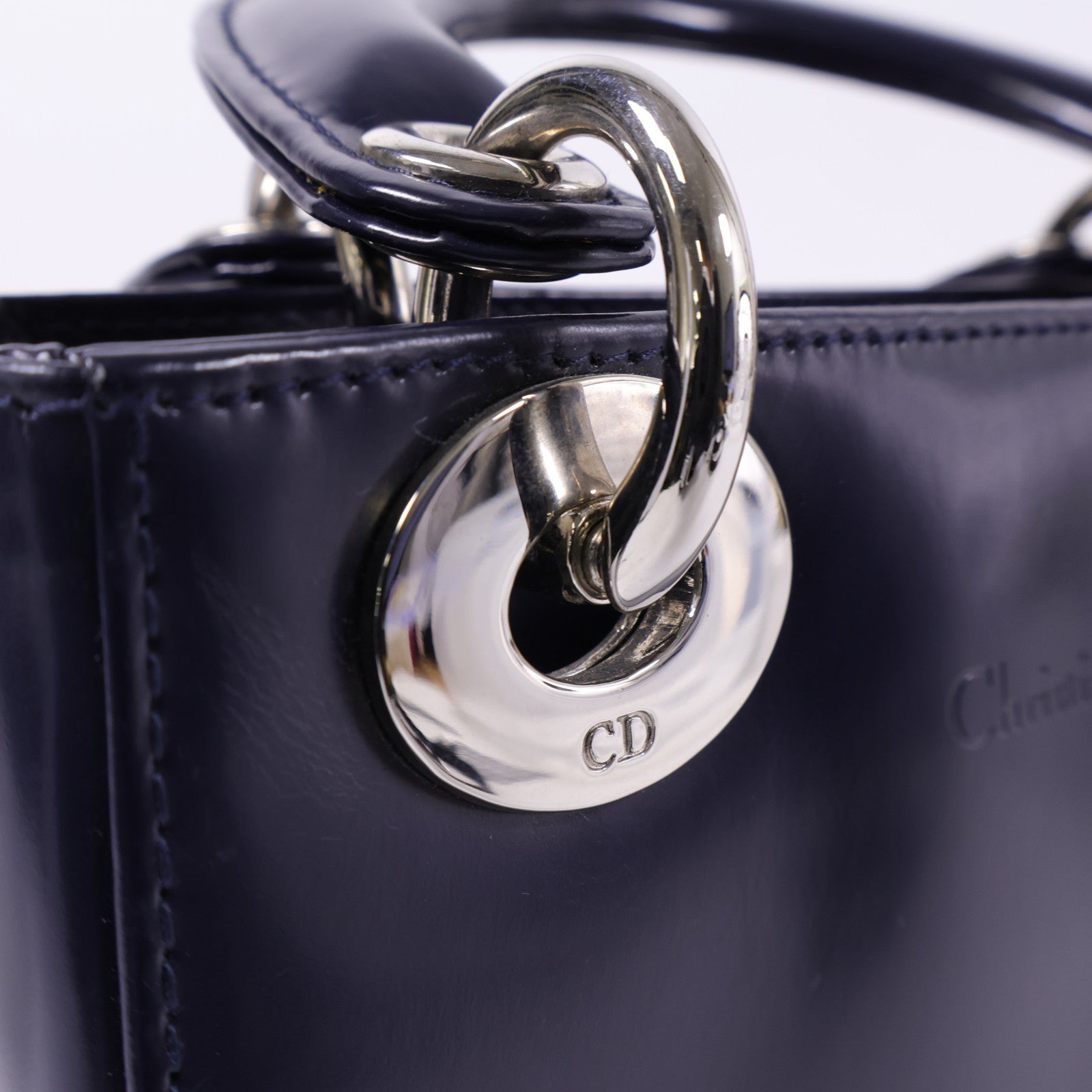 Dior 牛皮皮革Mini Lady Dior銀扣手挽肩背兩用袋