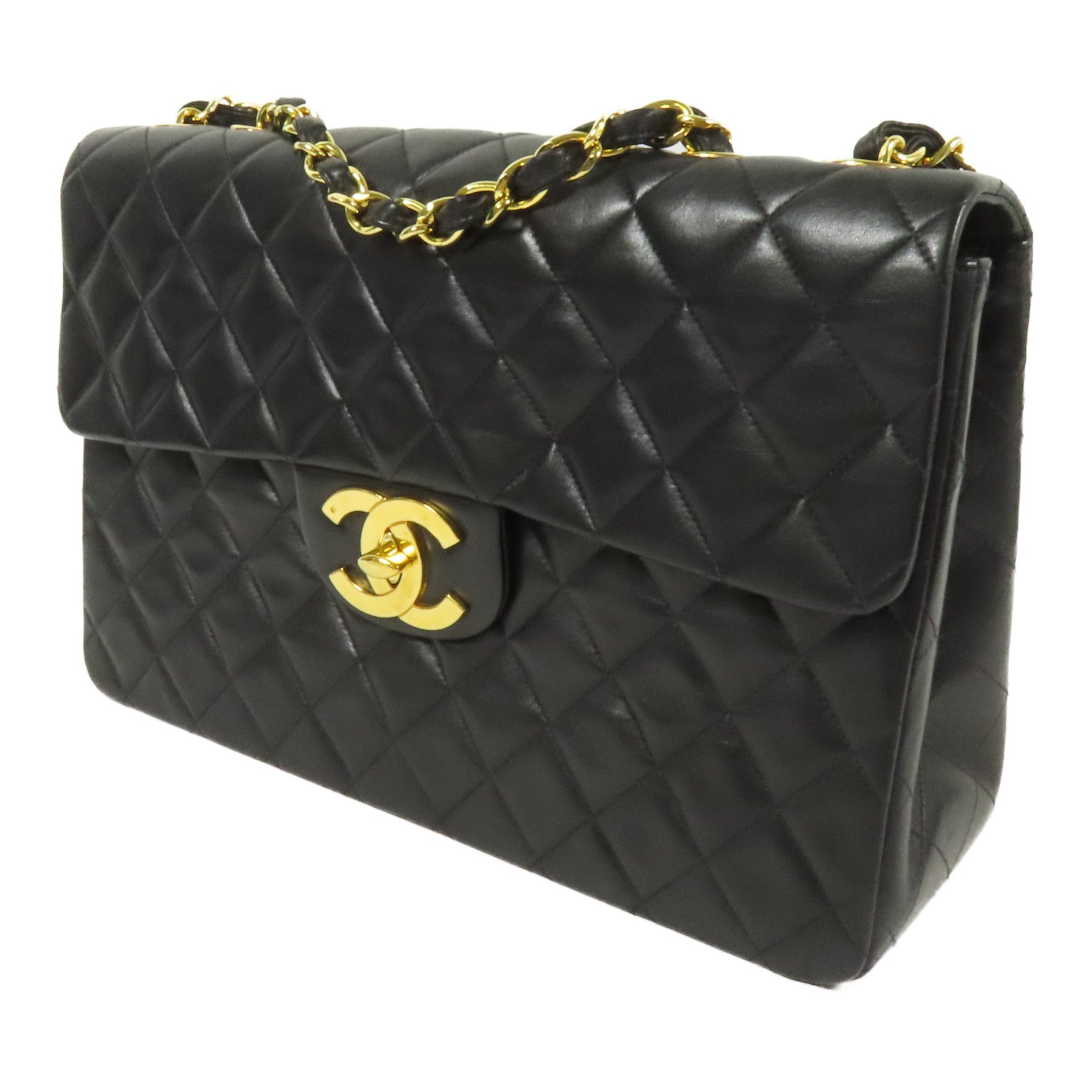 CHANEL 羊皮皮革Vintage Chain Shoulder金扣肩背袋