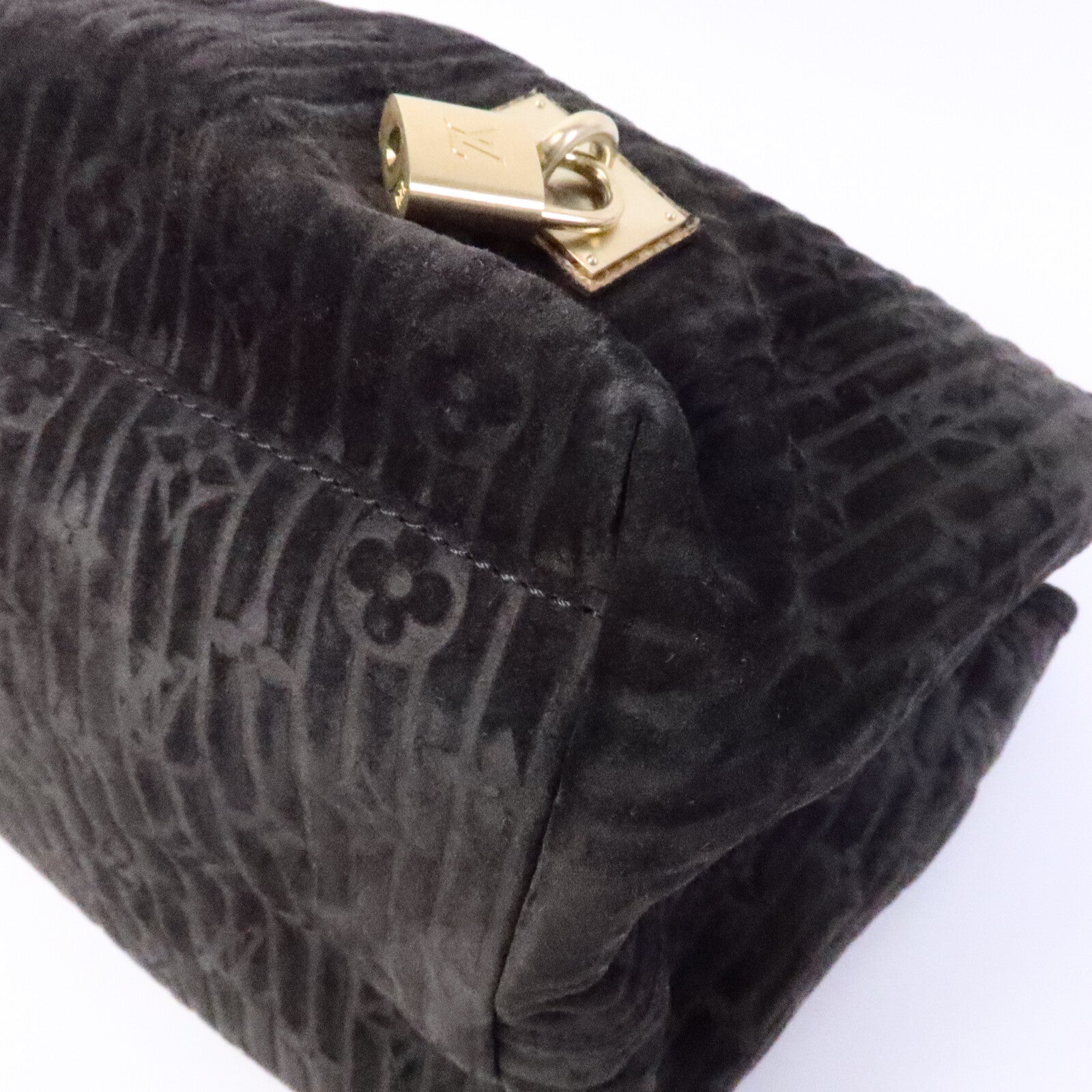 LOUIS VUITTON Monogram Suded/蛇皮皮革Whisper手挽袋