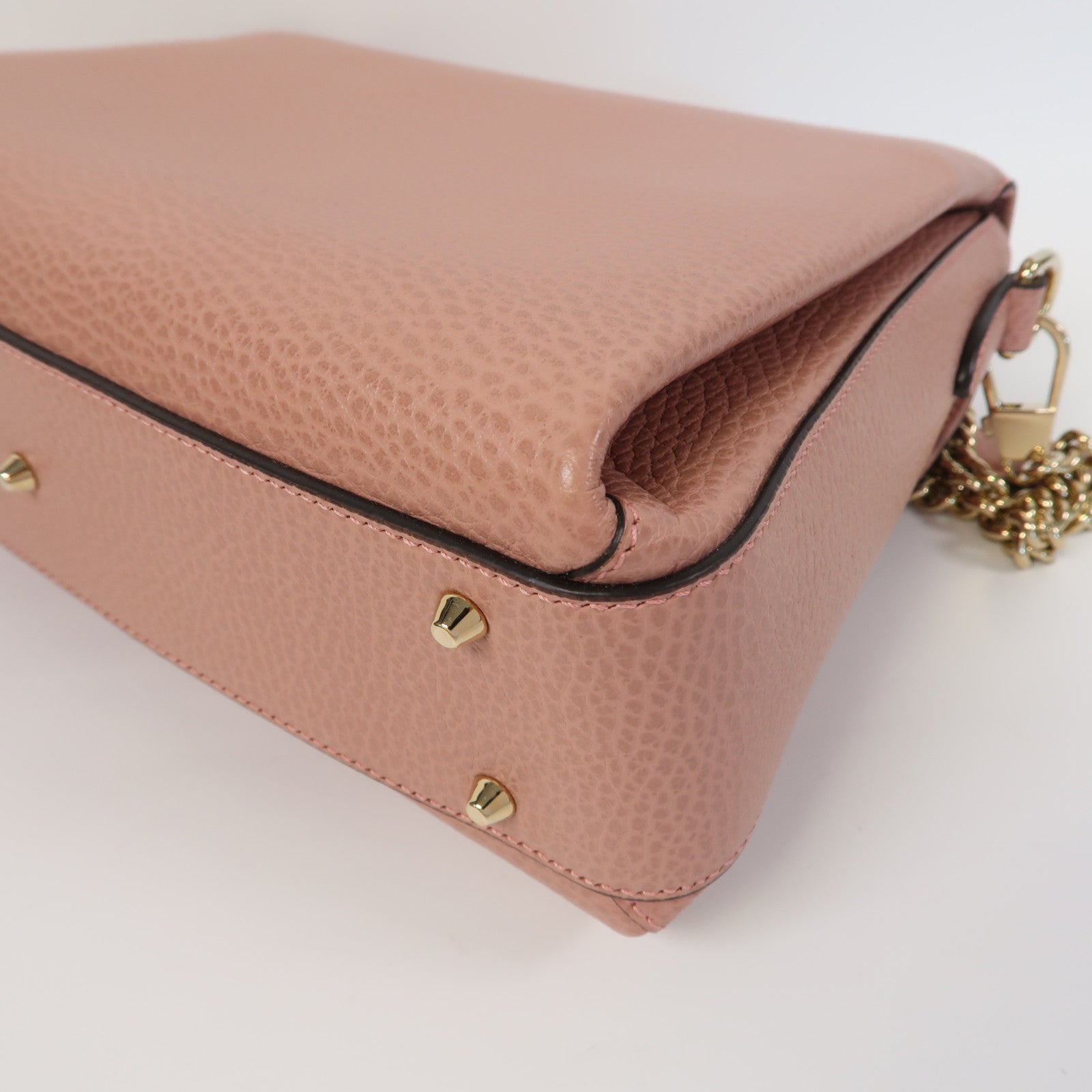 GUCCI 【激減優惠】牛皮皮革Chain Shoulder Bag金扣鏈帶肩背袋粉紅色