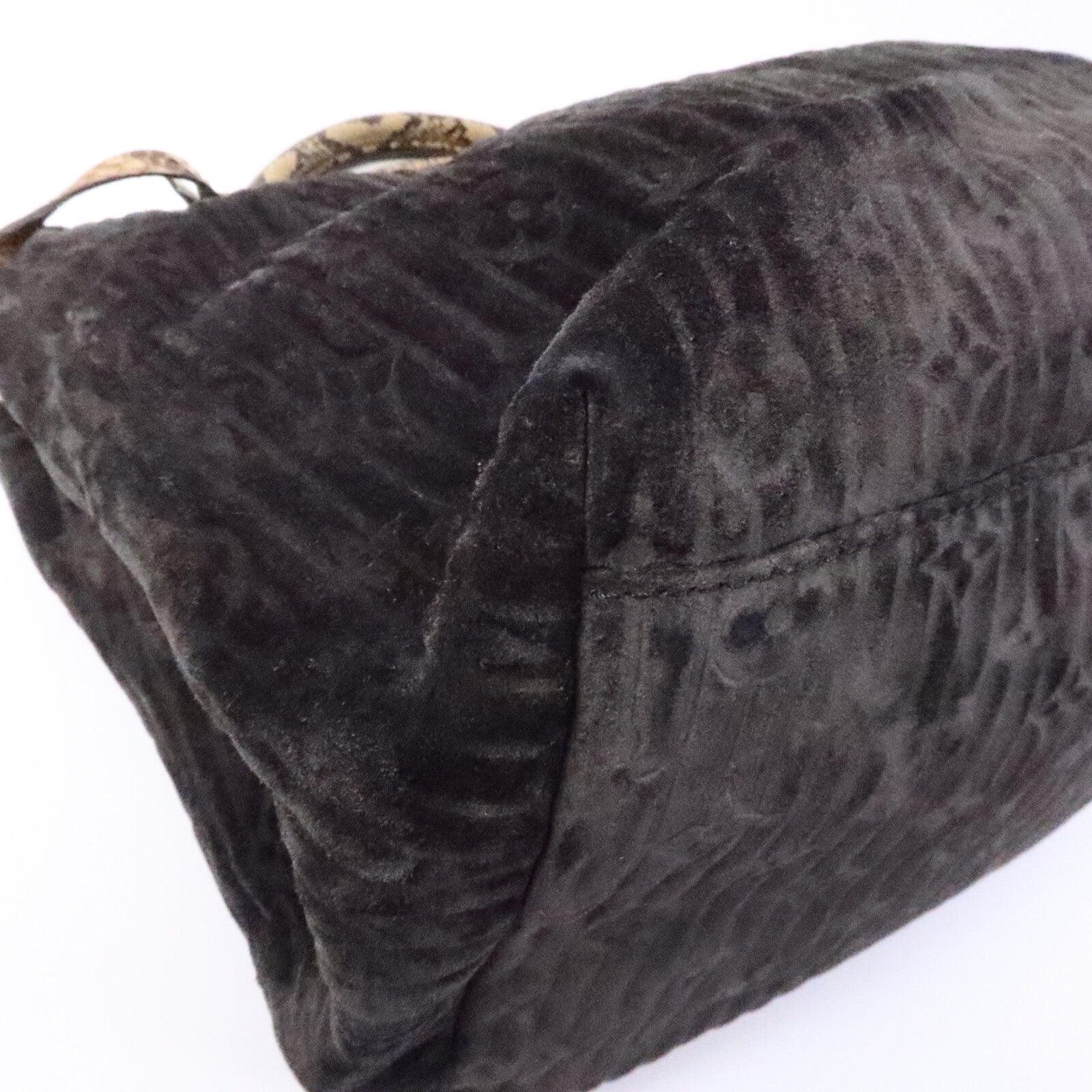 LOUIS VUITTON Monogram Suded/蛇皮皮革Whisper手挽袋