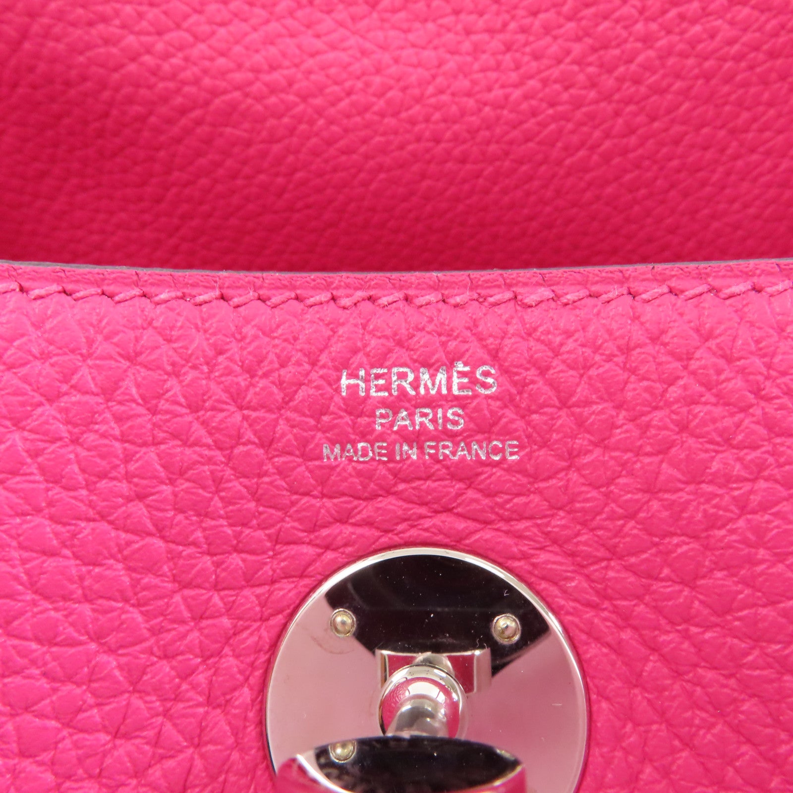HERMES Clemence皮革Lindy 26銀扣手挽肩背兩用袋Rose Shocking/粉紅色