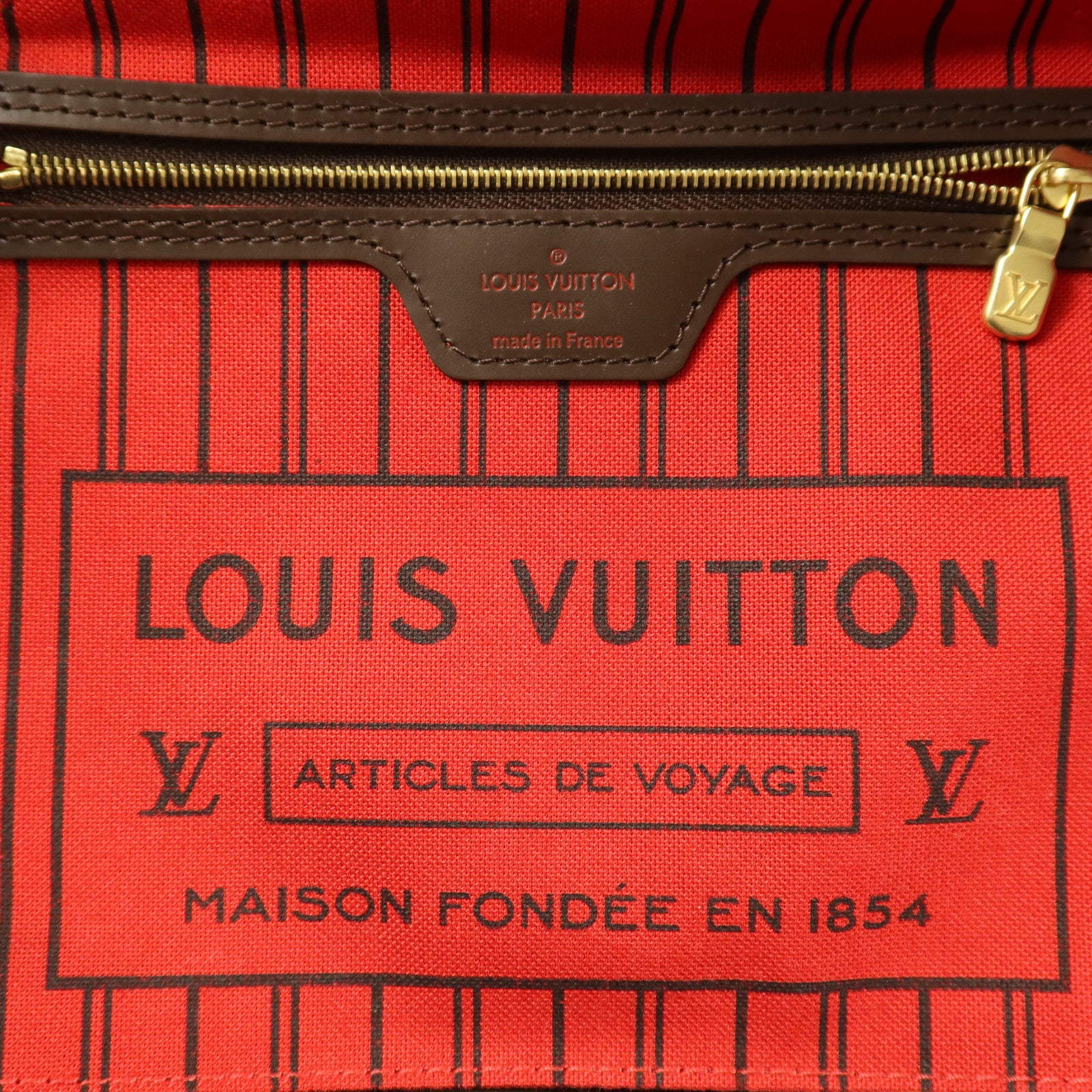 LOUIS VUITTON Damier Neverfull PM金扣手挽袋