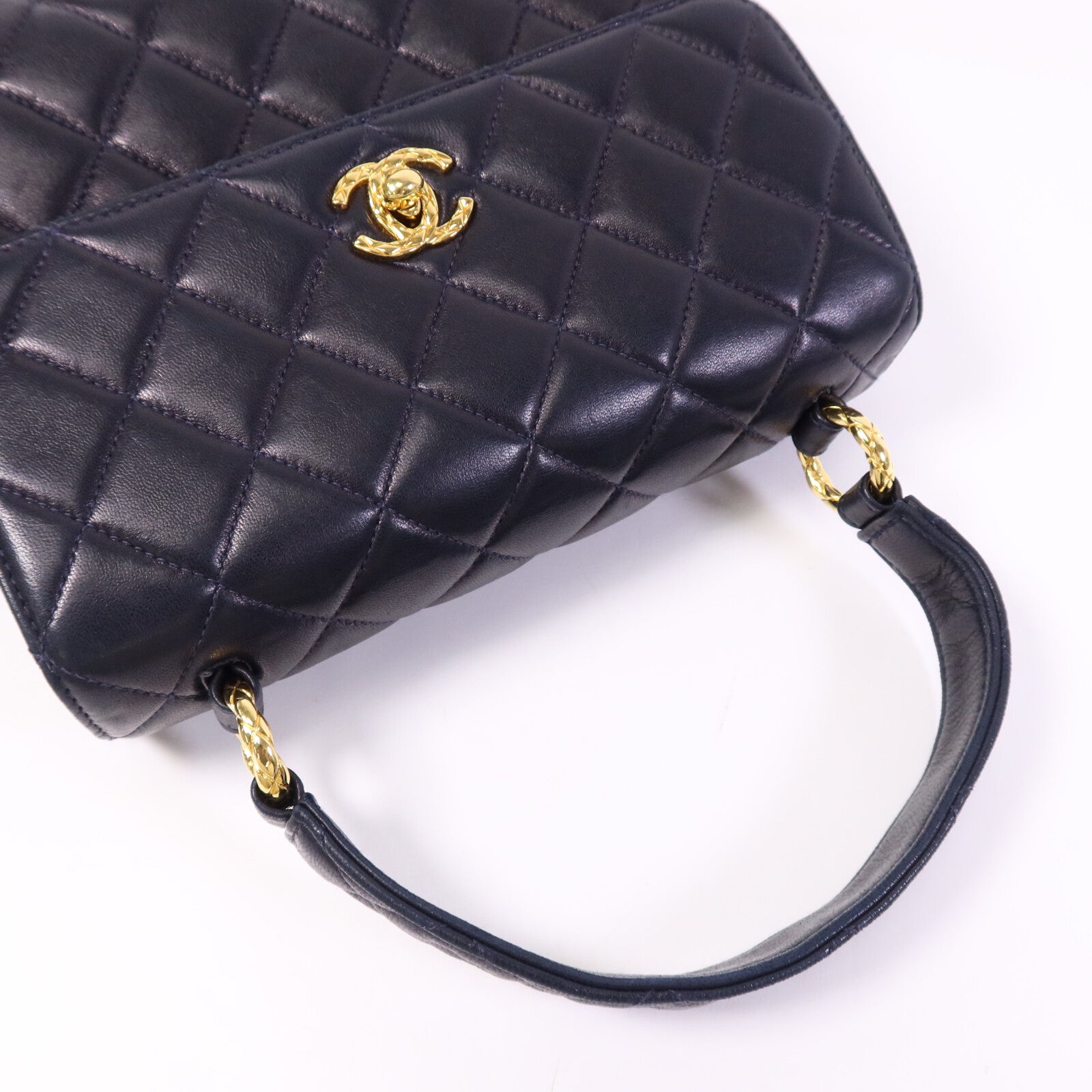 CHANEL 羊皮皮革Vintage Flap Bag金扣手挽袋