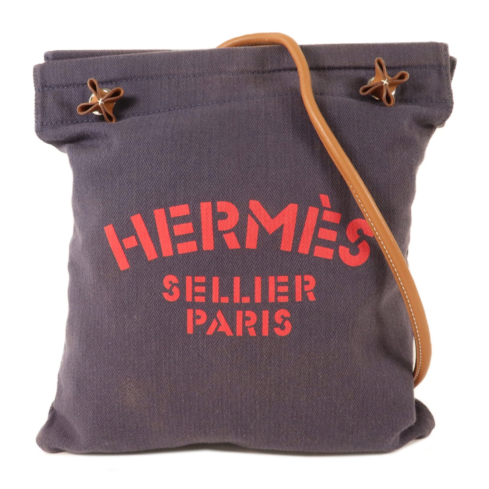 HERMES 帆布/牛皮皮革Aline PM手挽袋Bleu Indigo